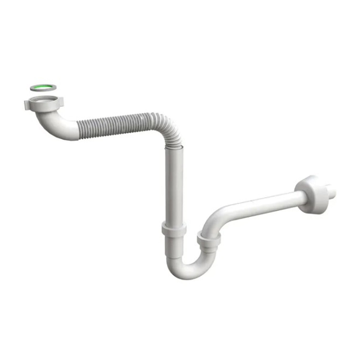 Sifone curvo con braccio flessibile per lavabo Bonomini modello Space Saver - Bianco