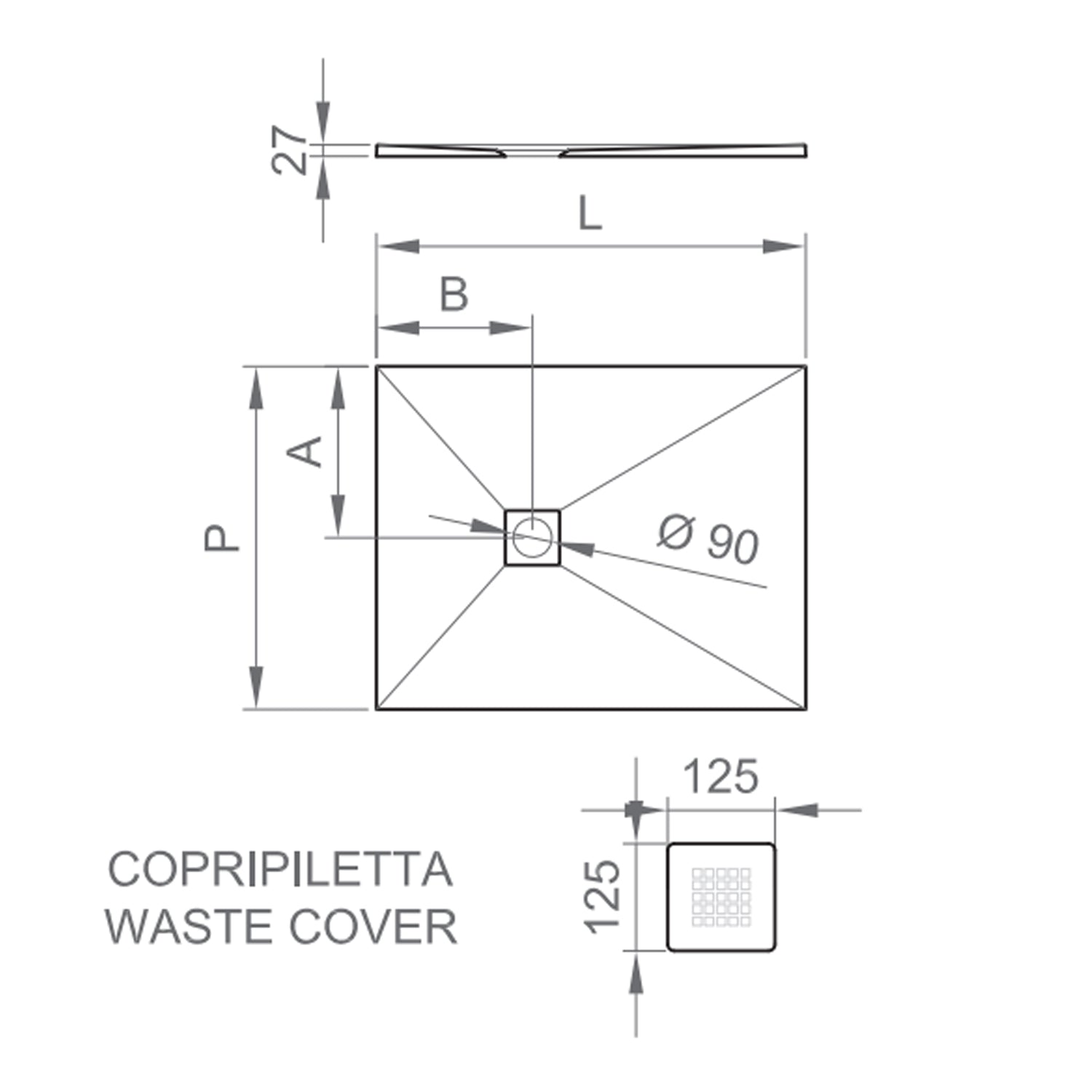 Piatto doccia rettangolare DocciaGo 70x160 cm - Grigio effetto pietra 2