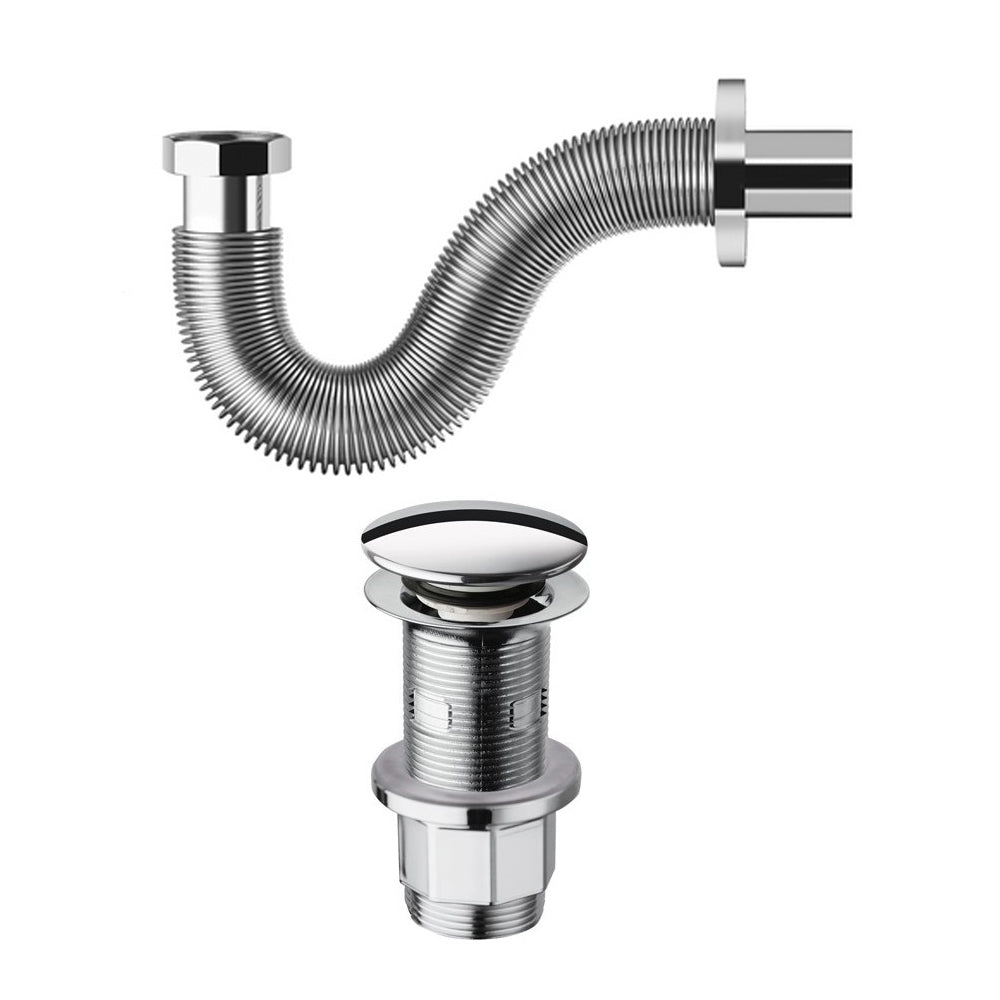 Kit di installazione per lavatoio e lavarredo da bagno con piletta clic clac e sifone flessibile metallico by CeramicStore | Lo specialista del tuo bagno