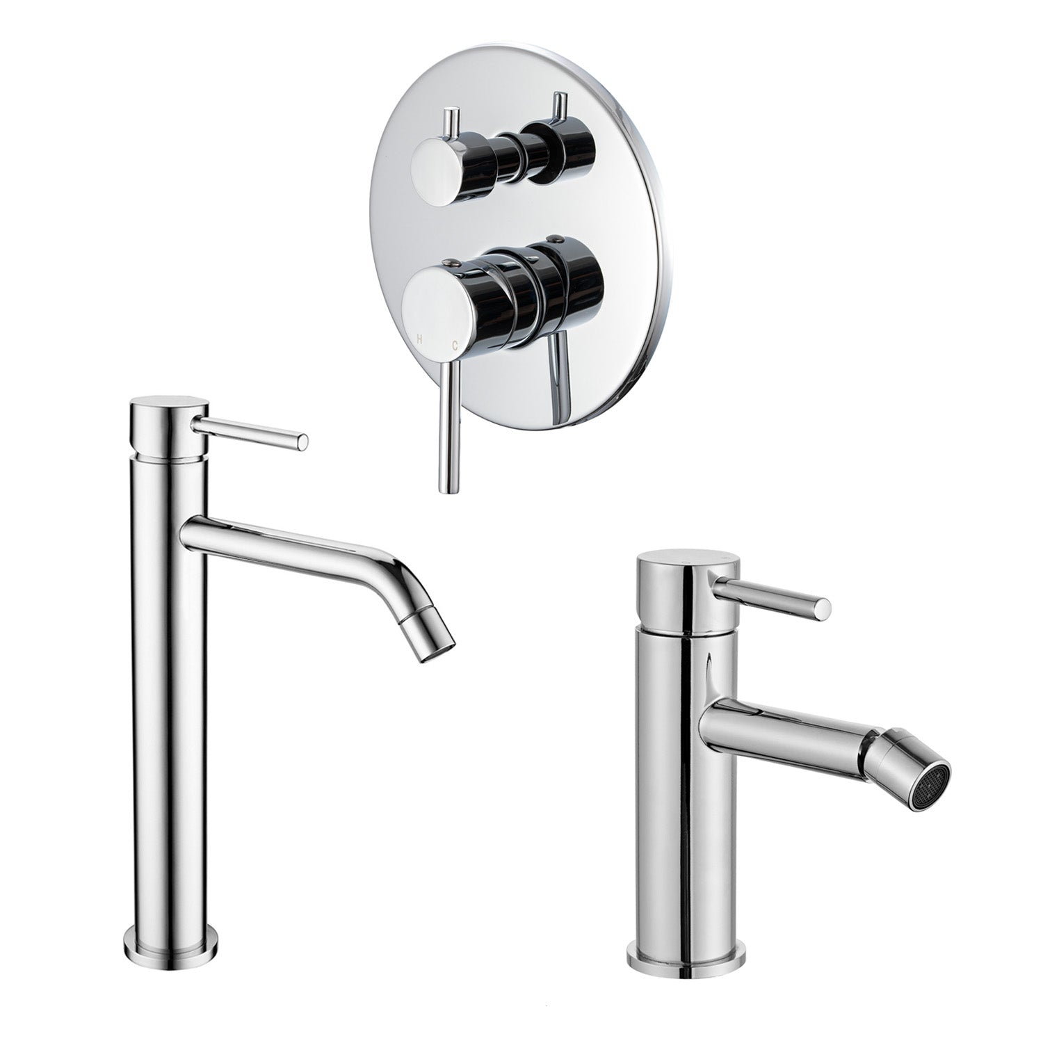 Composizione di miscelatori per lavabo alto