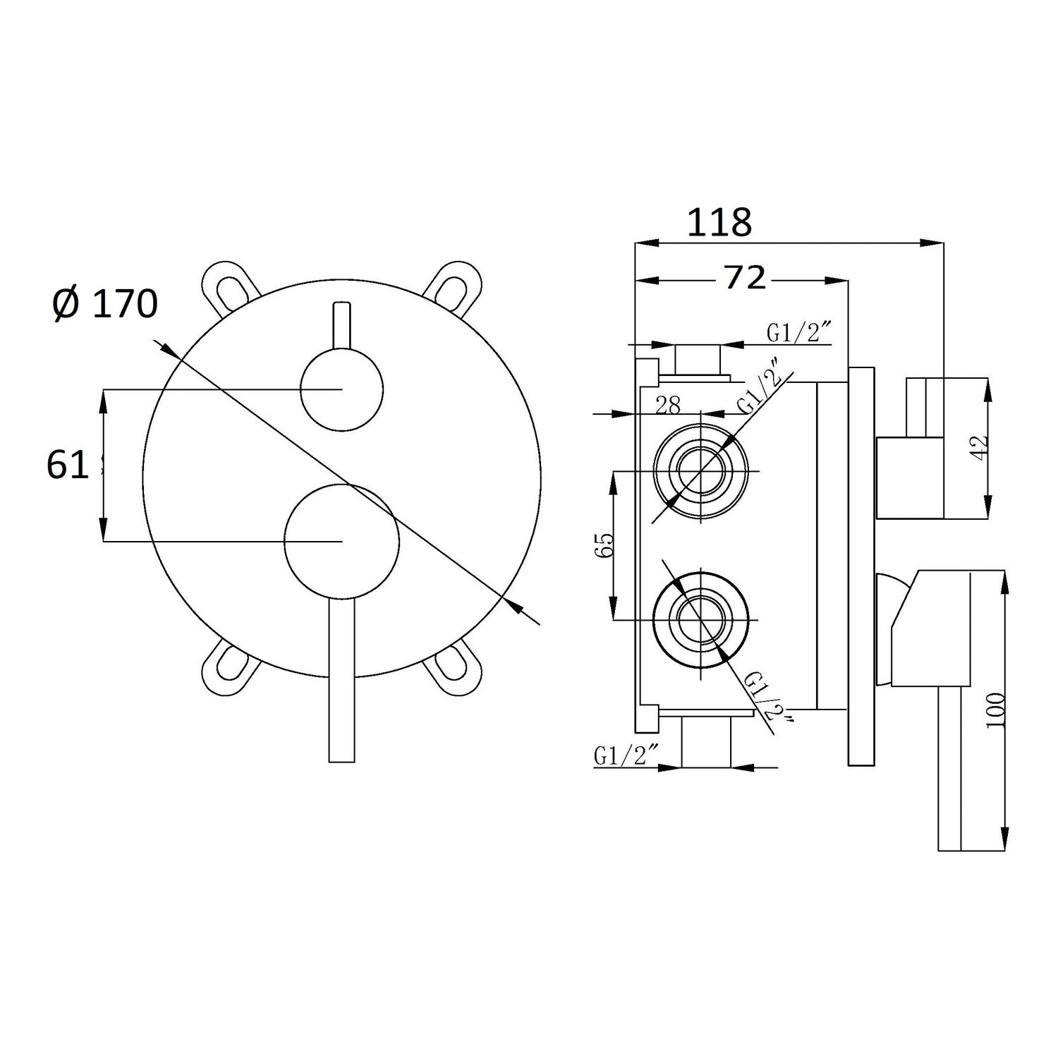  lavabo e doccia 2 vie con easy box Moon in ottone cromato by CeramicStore | Lo specialista del tuo bagno