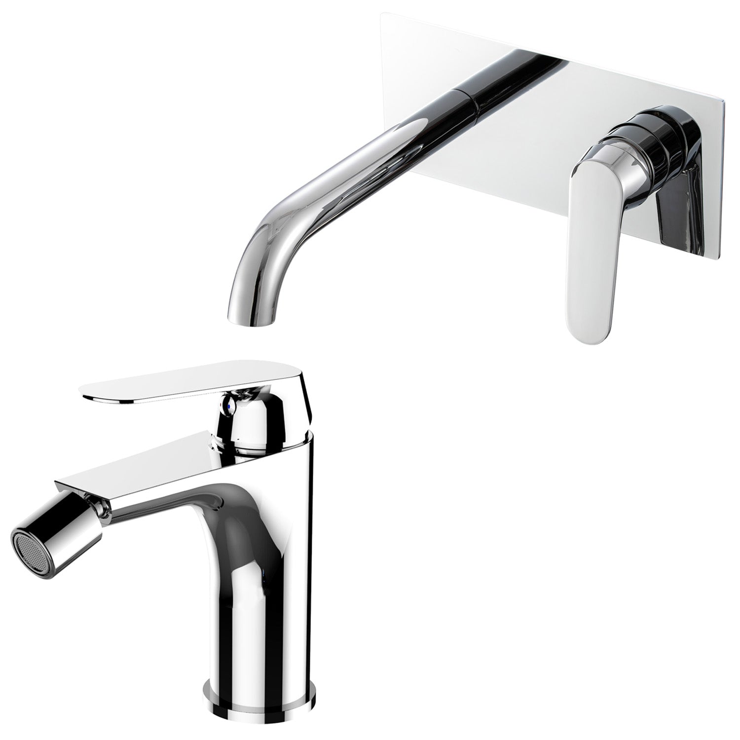 Coppia di miscelatori per lavabo incasso con easy box e bidet serie Echo in ottone cromato by CeramicStore | Lo specialista del tuo bagno