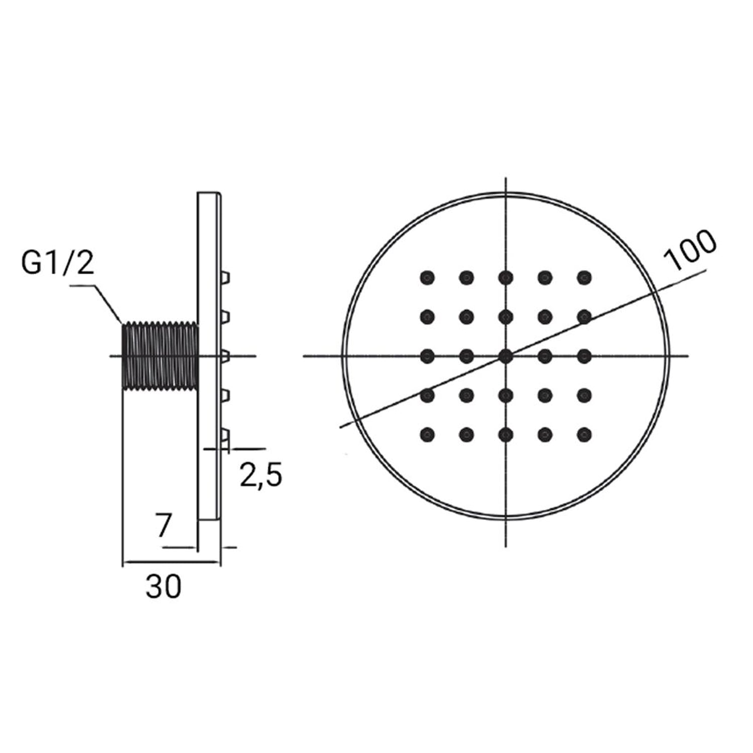  Soffione body jet a parete 100mm in ottone rame by CeramicStore | Lo specialista del tuo bagno