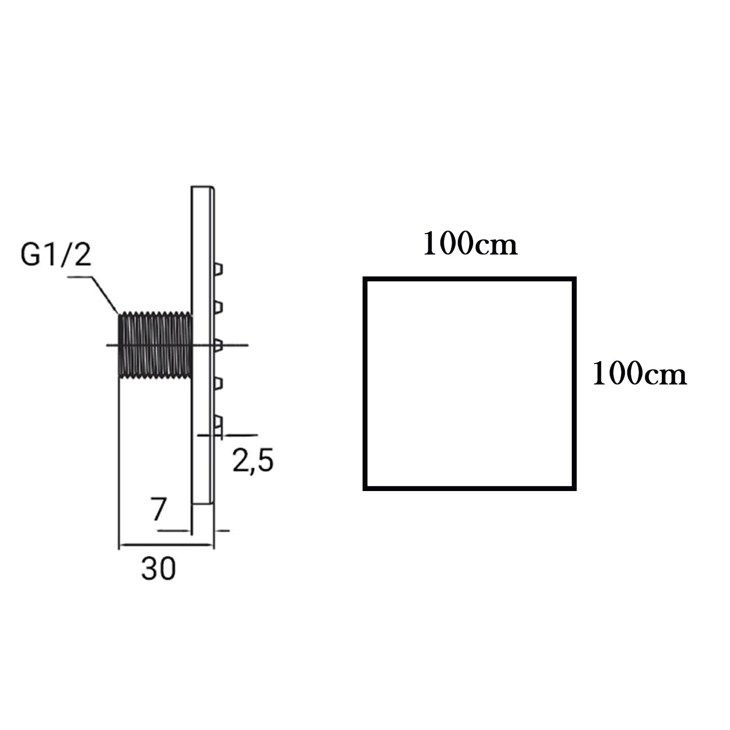  Soffione body jet a parete quadro 100mm in ottone cromo nero by CeramicStore | Lo specialista del tuo bagno