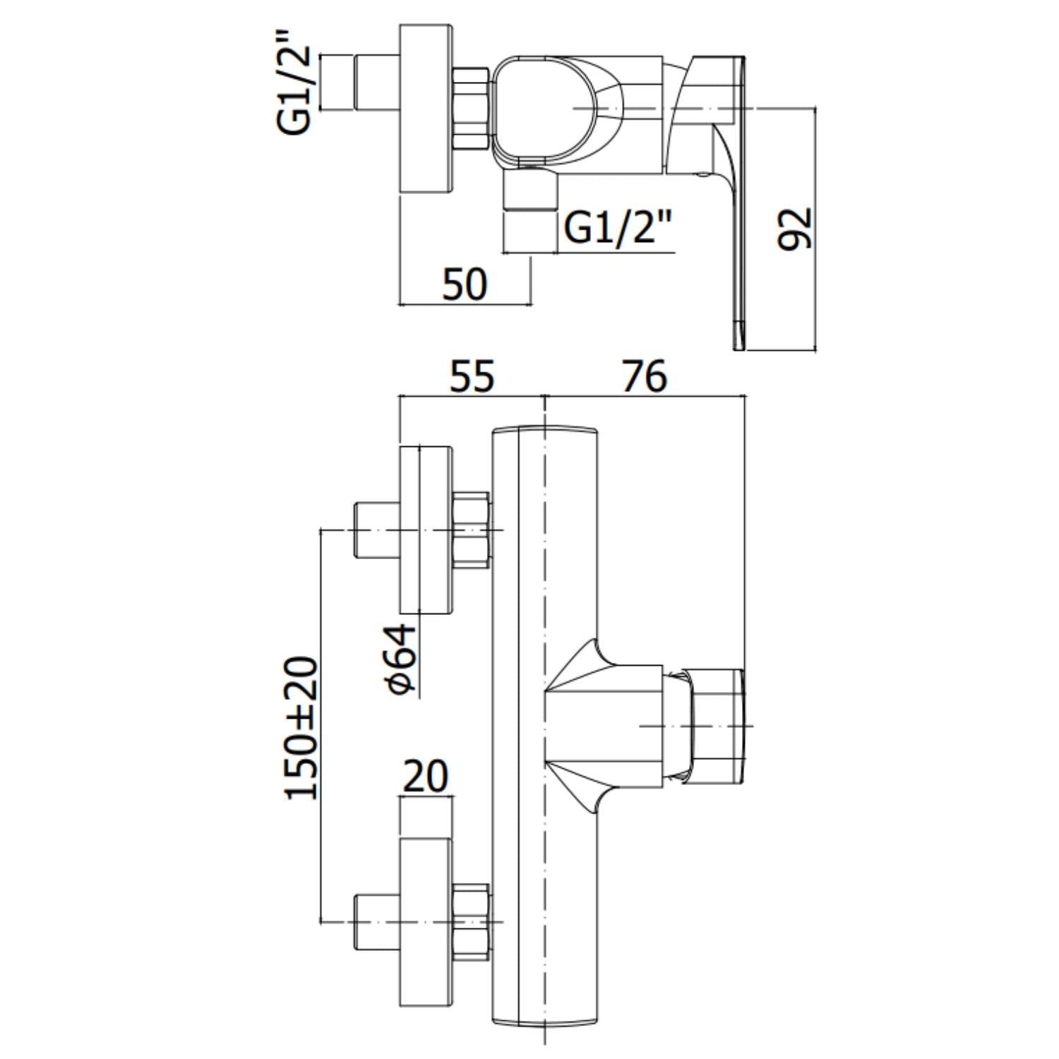  Miscelatore doccia esterno monocomando serie Sly modello Sy168cr by CeramicStore | Lo specialista del tuo bagno