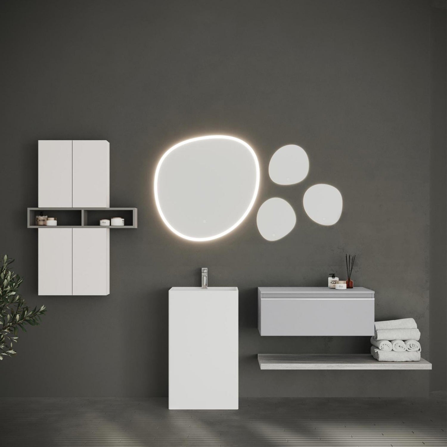  Specchio quadrato arrotondato retroilluminato LED Cubi&Co con touch 32x30 cm by CeramicStore | Lo specialista del tuo bagno
