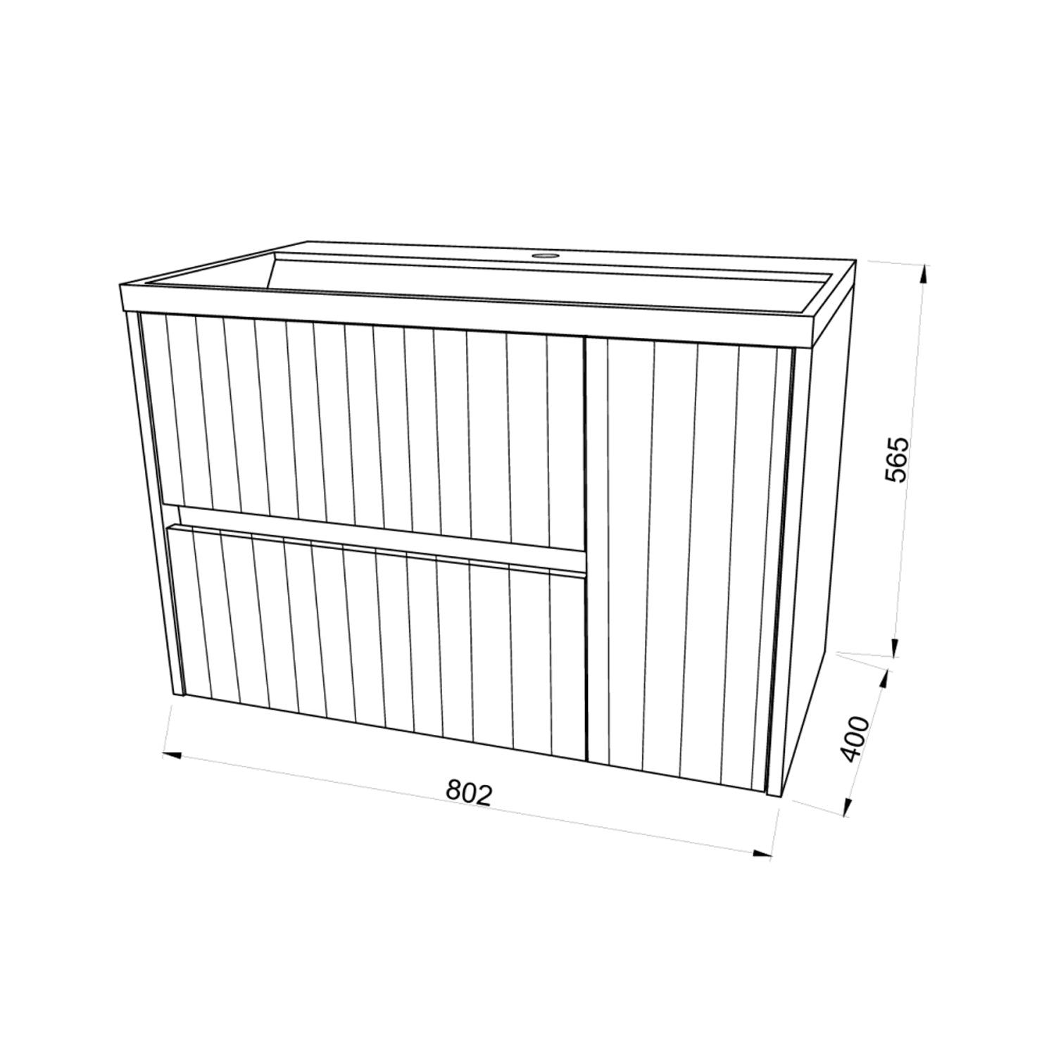  Mobile bagno cannettato con lavabo cm 80 colore bianco opaco installazione sospesa - Cubi&Co Collezione Pure by CeramicStore | Lo specialista del tuo bagno