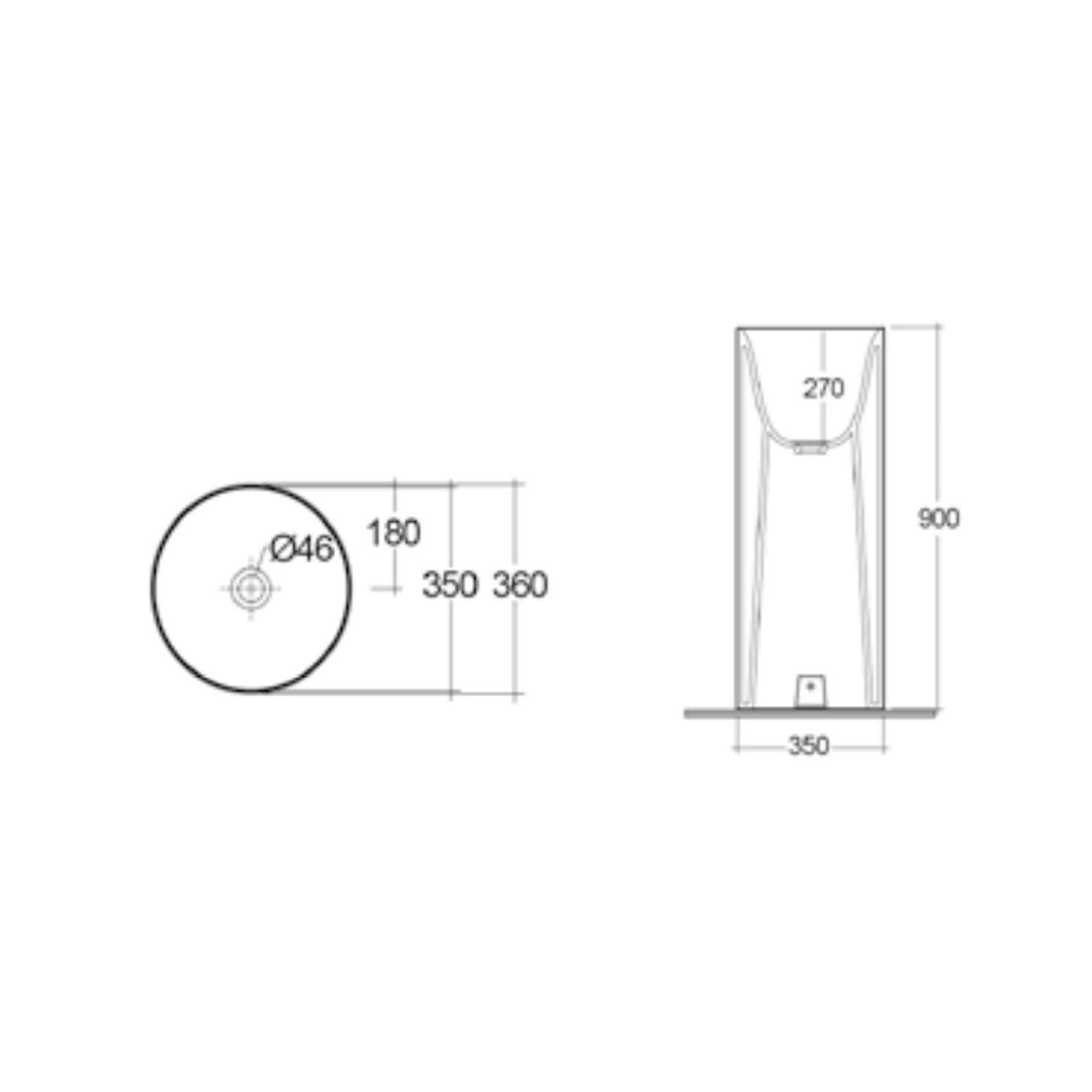  Lavabo freestanding tondo BathCore modello Petit diametro 36 cm - Bianco lucido by CeramicStore | Lo specialista del tuo bagno