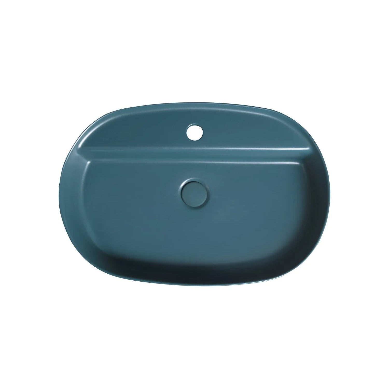  Lavabo d'appoggio ovale con foro BathCore serie Infinity 60x40 color Verde Petrolio Opaco