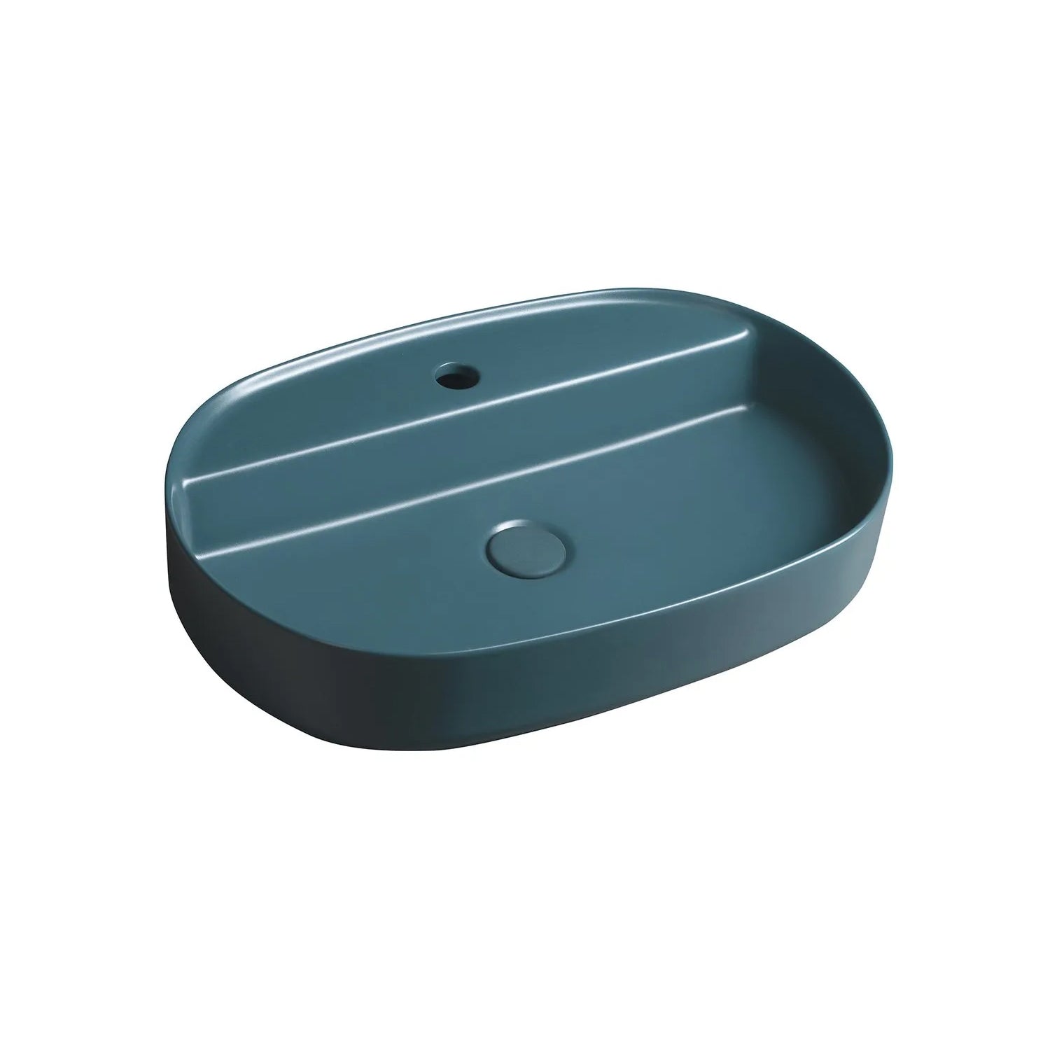 Lavabo d'appoggio ovale con foro BathCore serie Infinity 60x40 color Verde Petrolio Opaco