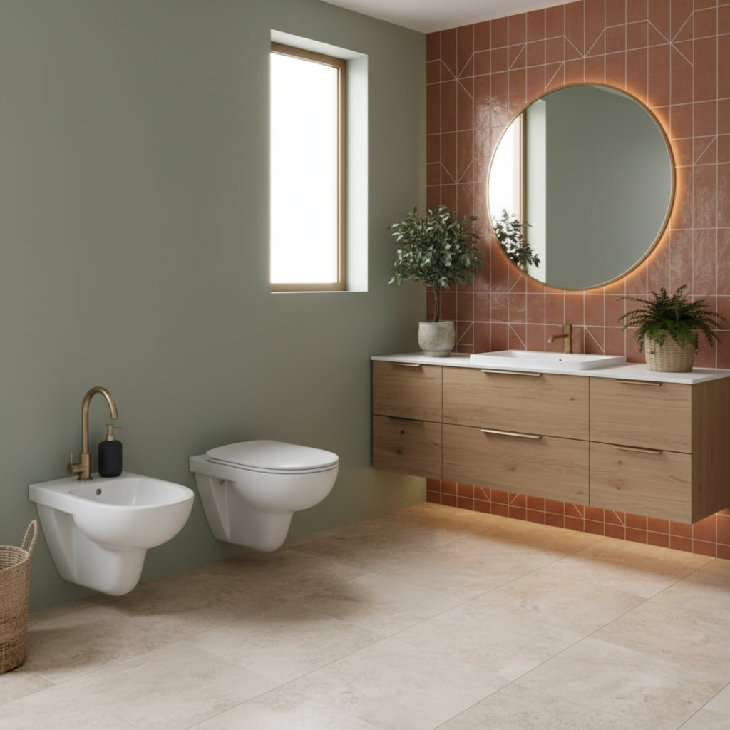  Sanitari sospesi wc+bidet +sedile soft close Geberit 'Selnova Pro' cm 53