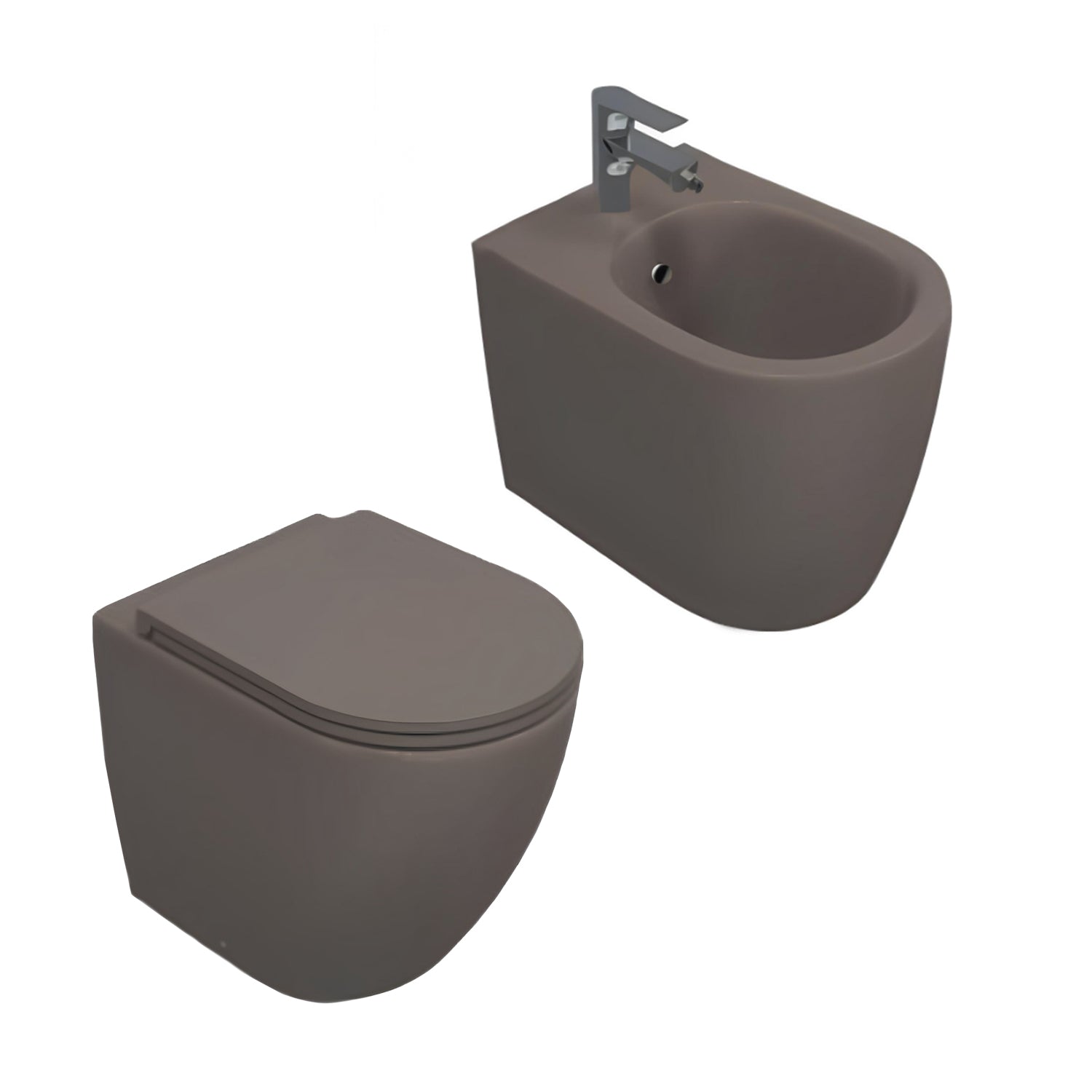 Sanitari Filomuro Rimless con copriwater Soft Close BathCore serie Infinity 53x36