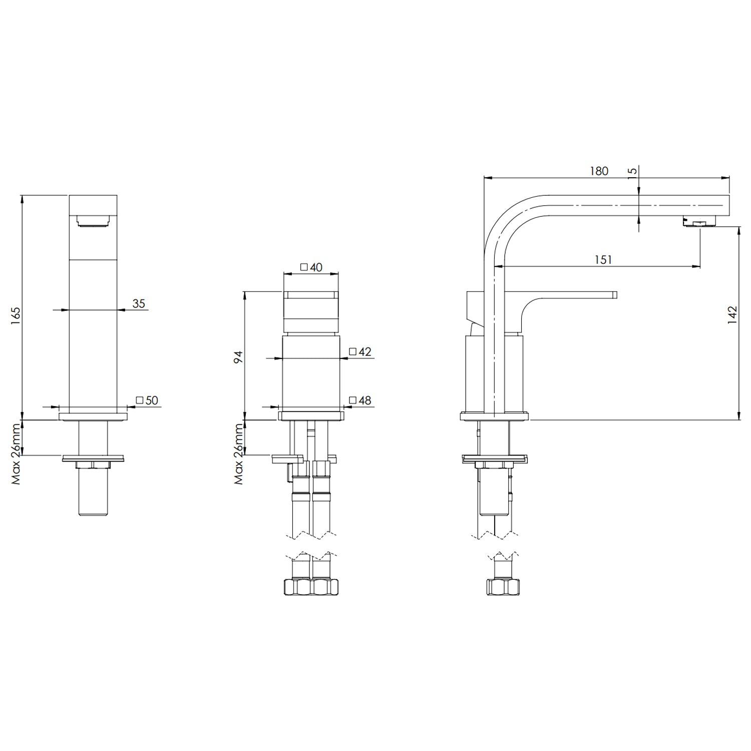 Miscelatore monocomando lavabo 2 fori Mariani serie Rebel - Cromo 2