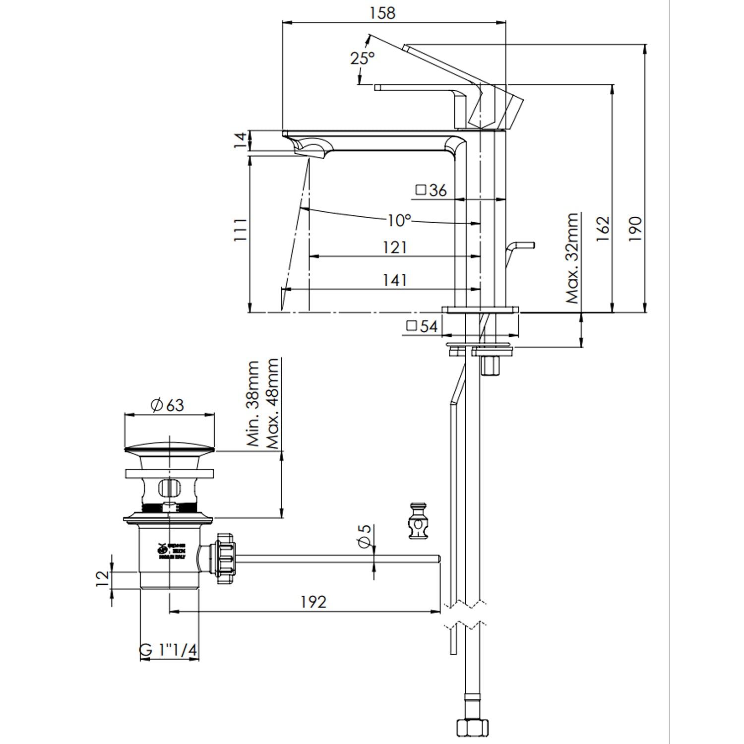 Miscelatore monocomando lavabo con scarico Mariani serie Icon - Cromo 2