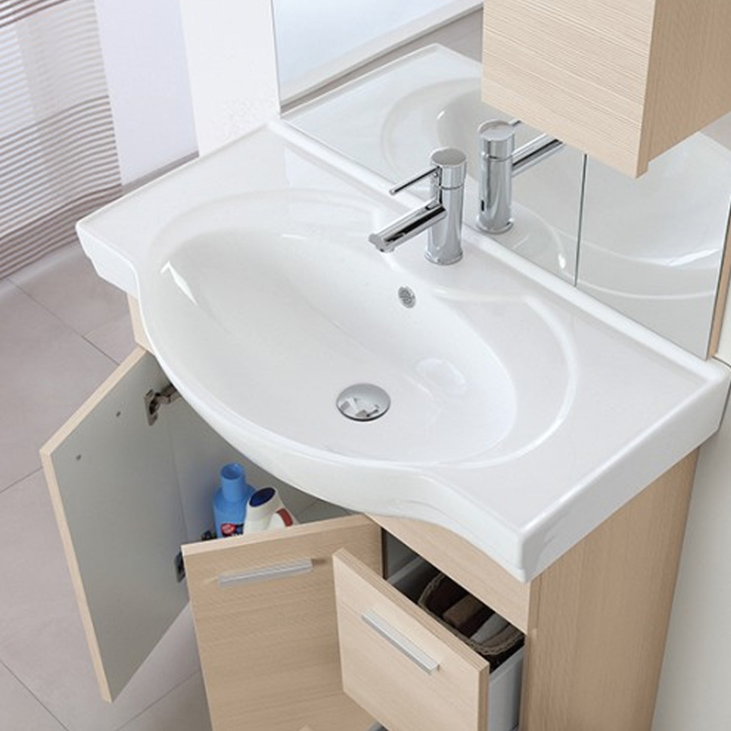 Composizione bagno Cubi&Co serie Star 80 cm con specchio e pensile - Larice 3