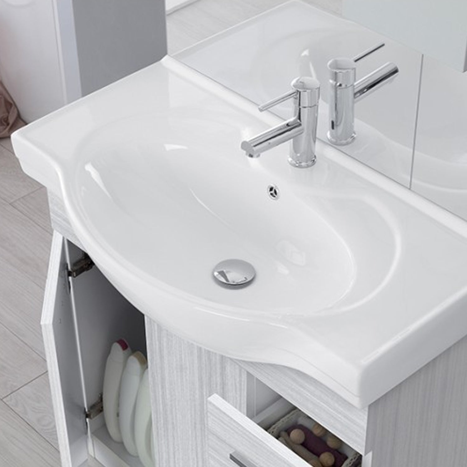 Composizione bagno Cubi&Co serie Star 80 cm con specchio e pensile - Grigio 4