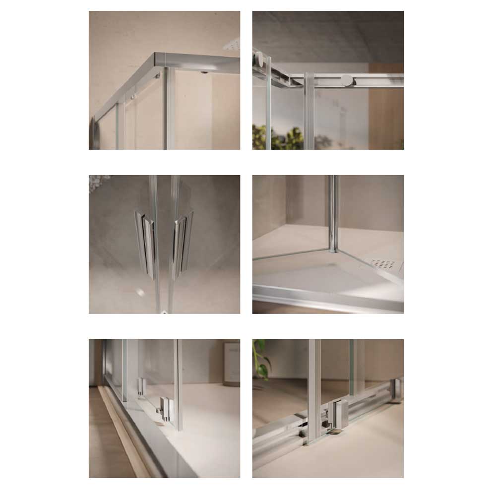 Box doccia con apertura Angolare 70x70 Profilo Nero Cristallo Trasparente 6 mm Anticalcare Permanente HEXA by SAMO 4