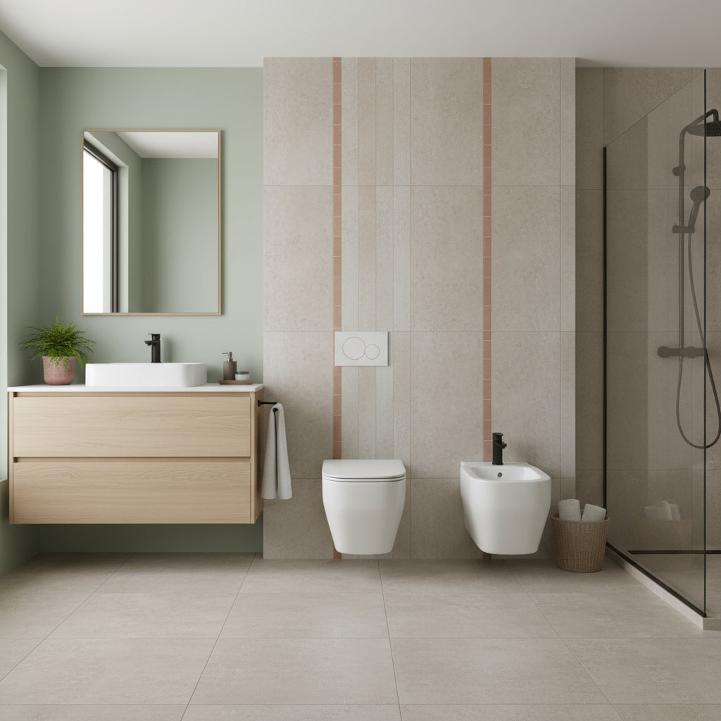 Sanitari Sospesi wc con sedile tradizionale e bidet Ceramica Azzurra Glaze