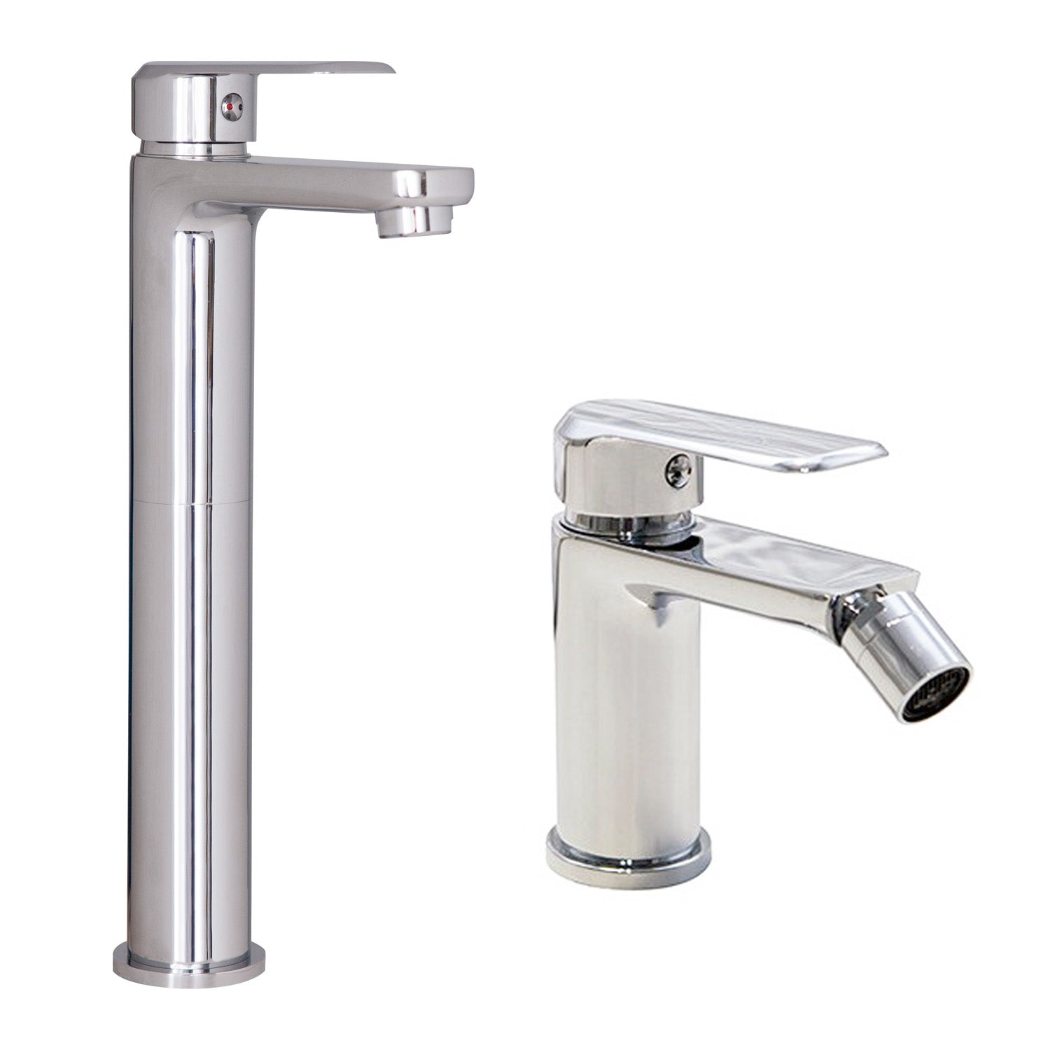 Coppia di miscelatori per lavabo alto e bidet serie Hopper in ottone cromato by CeramicStore | Lo specialista del tuo bagno