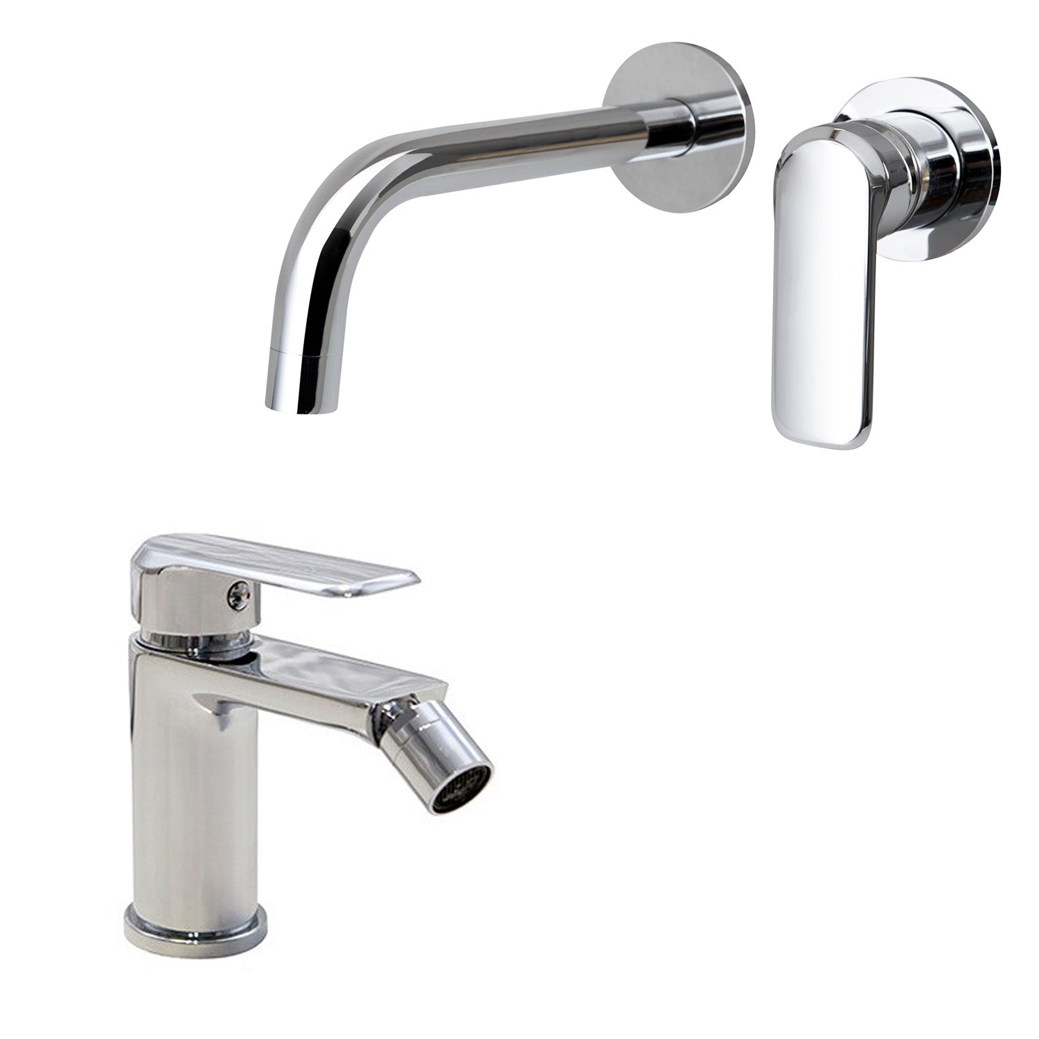 Coppia di miscelatori per lavabo incasso e bidet serie Hopper in ottone cromato by CeramicStore | Lo specialista del tuo bagno