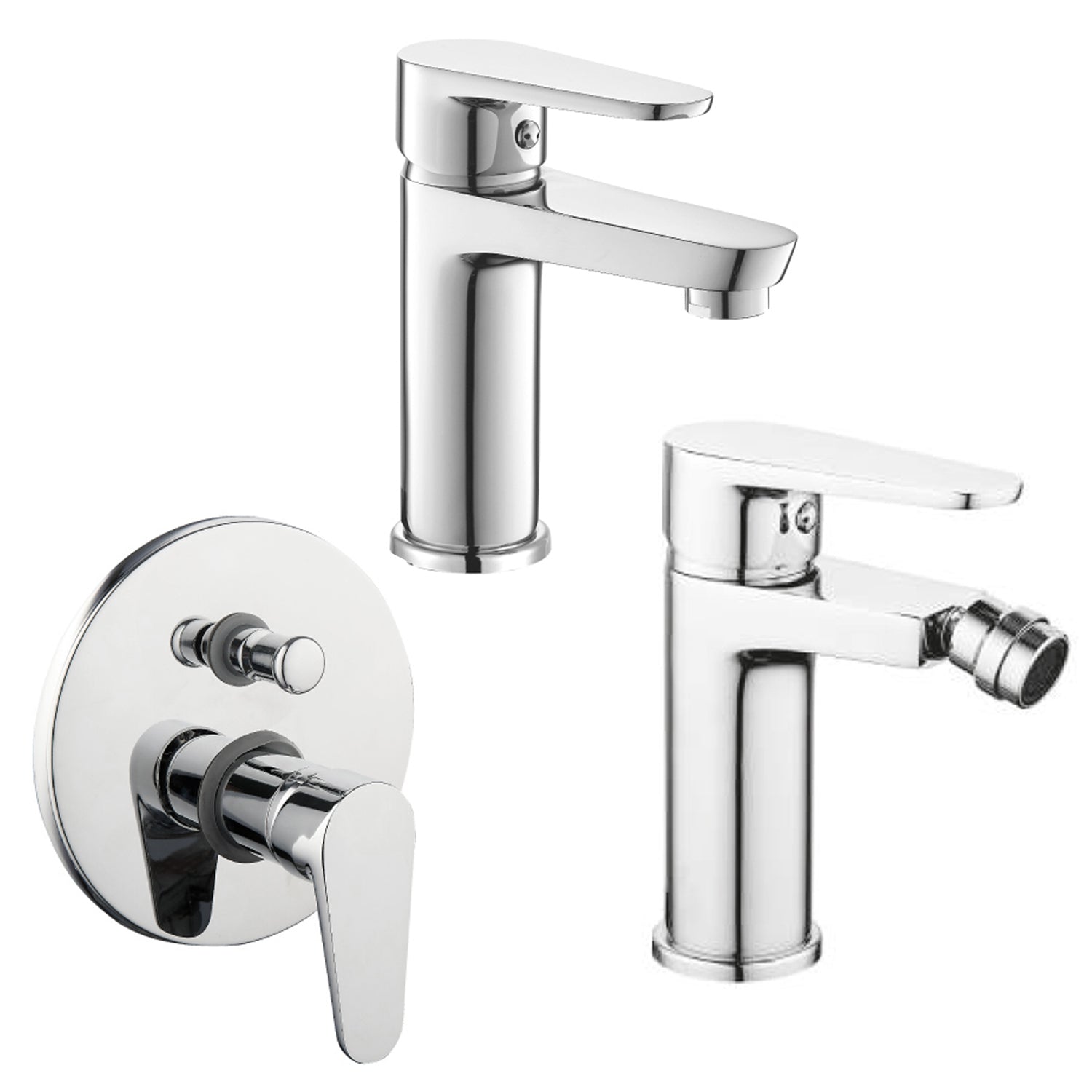 Set di miscelatori lavabo+bidet+doccia modello Rose 2.0 in ottone cromato by CeramicStore | Lo specialista del tuo bagno