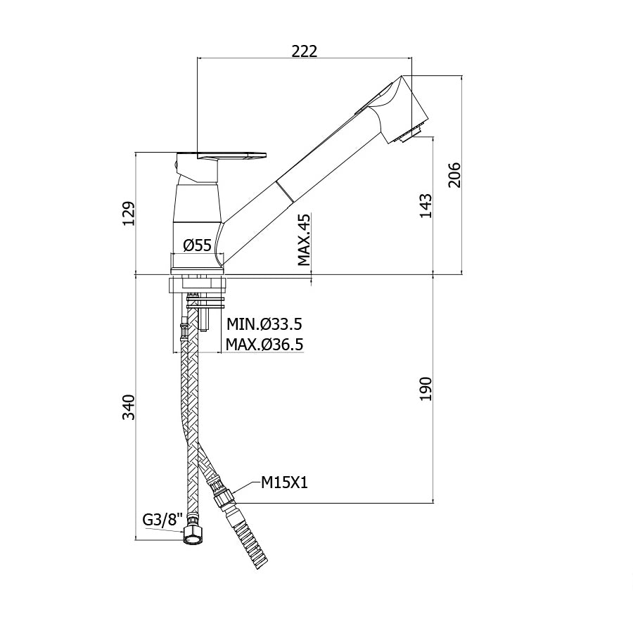  CA183CR linea Candy by Paffoni: miscelatore lavello monoforo con doccia estraibile in elegante finitura cromata by CeramicStore | Lo specialista del tuo bagno