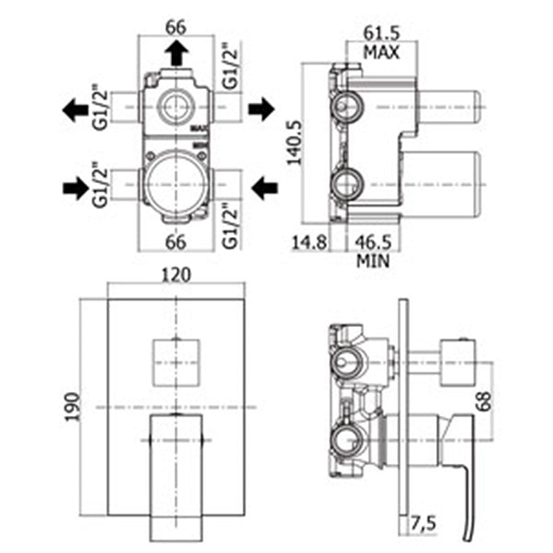  Miscelatore incasso doccia a 3 uscite Paffoni Effe con deviatore by CeramicStore | Lo specialista del tuo bagno