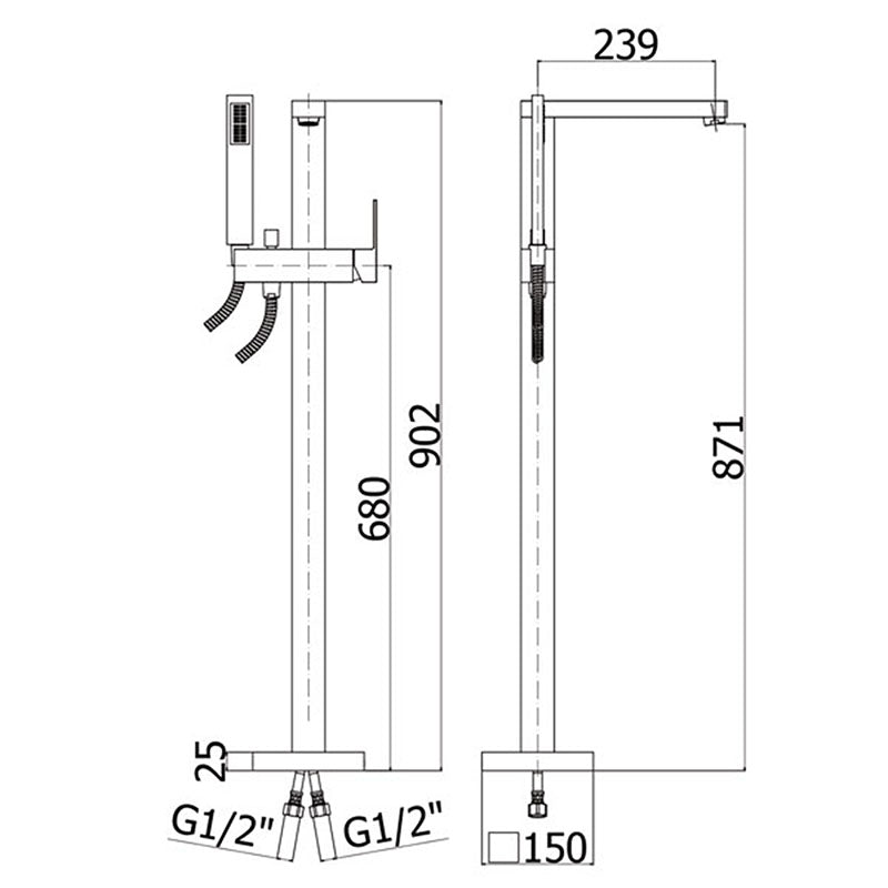  Miscelatore vasca a pavimento Paffoni Effe con doccino e base per il fissaggio by CeramicStore | Lo specialista del tuo bagno