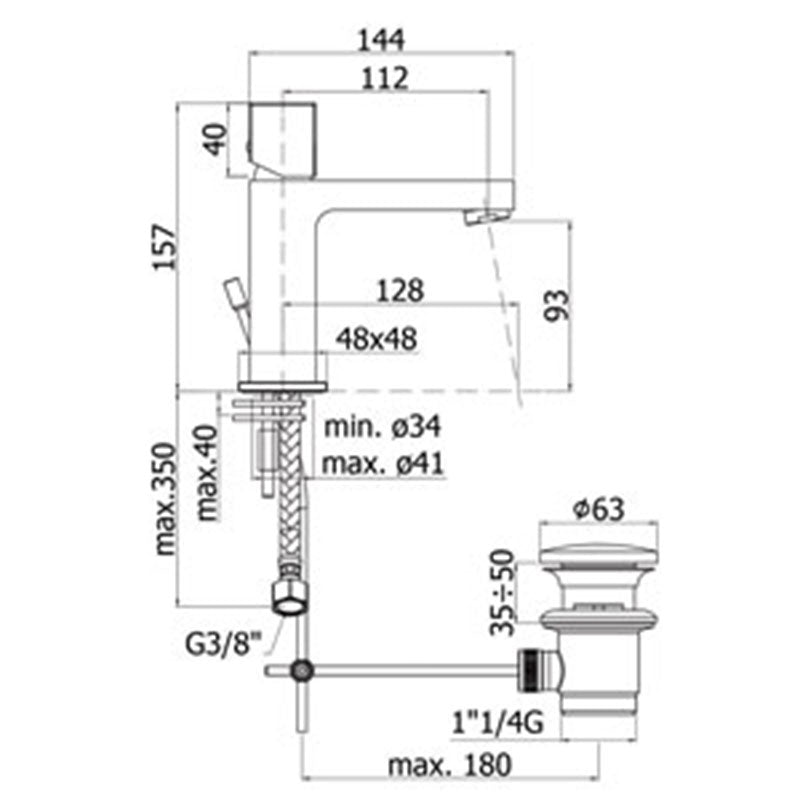  Miscelatore lavabo con scarico Paffoni Elle con leva Cubo by CeramicStore | Lo specialista del tuo bagno