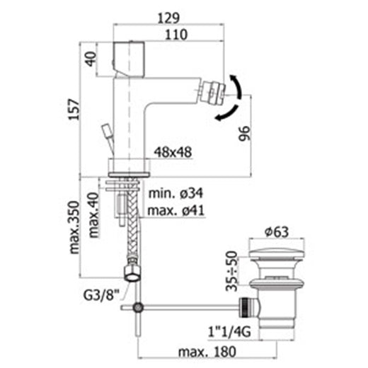  Miscelatore bidet con scarico automatico modello Elle di Paffoni con leva Cubo by CeramicStore | Lo specialista del tuo bagno