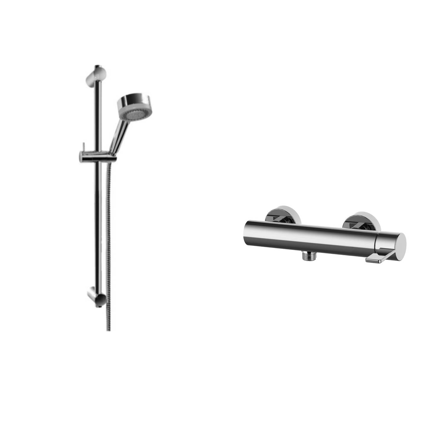 Saliscendi doccia con asta in metallo e miscelatore doccia cromo serie Rock Paffoni by CeramicStore | Lo specialista del tuo bagno