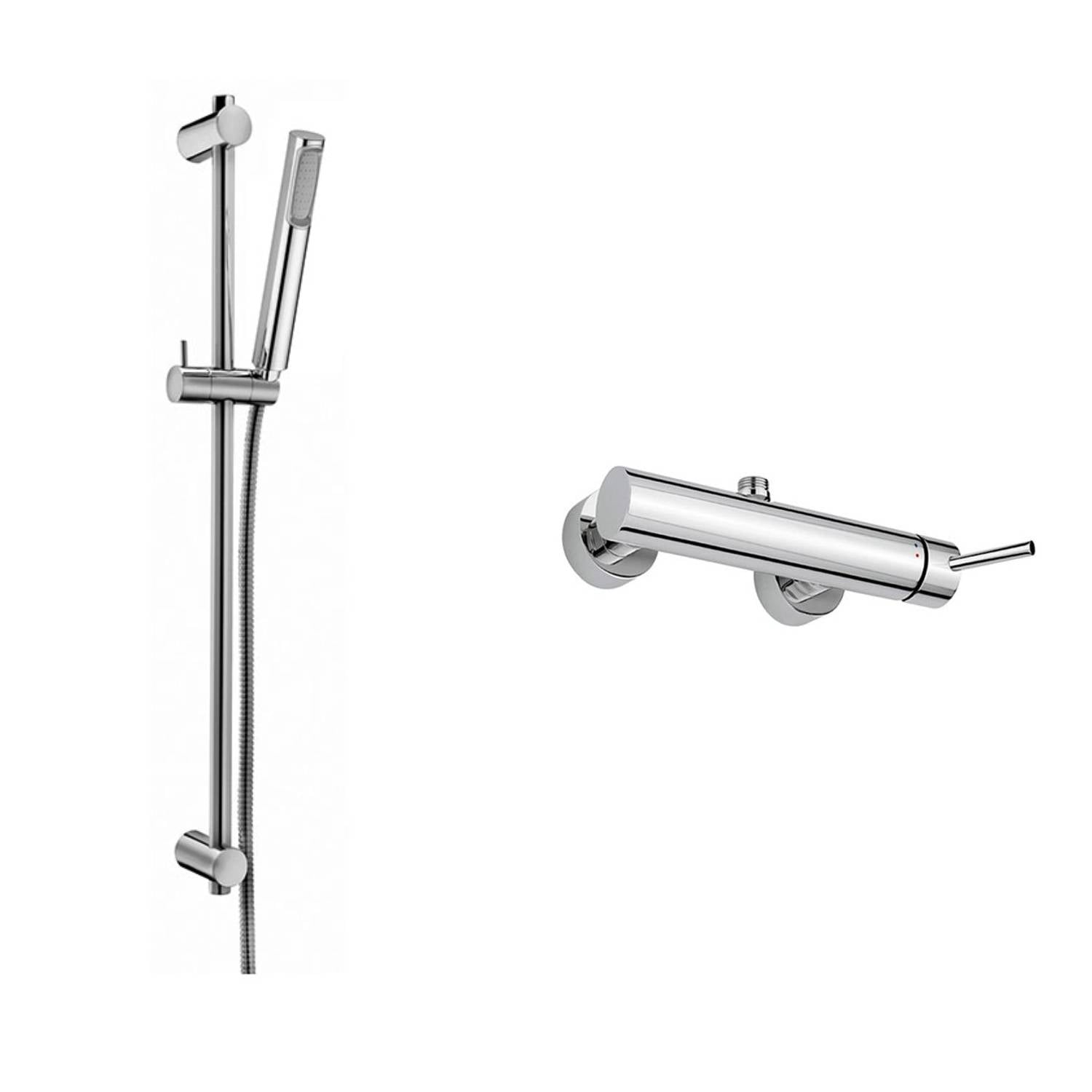 Set saliscendi con doccia tonda minimale e miscelatore doccia esterno Birillo senza doccetta Paffoni by CeramicStore | Lo specialista del tuo bagno