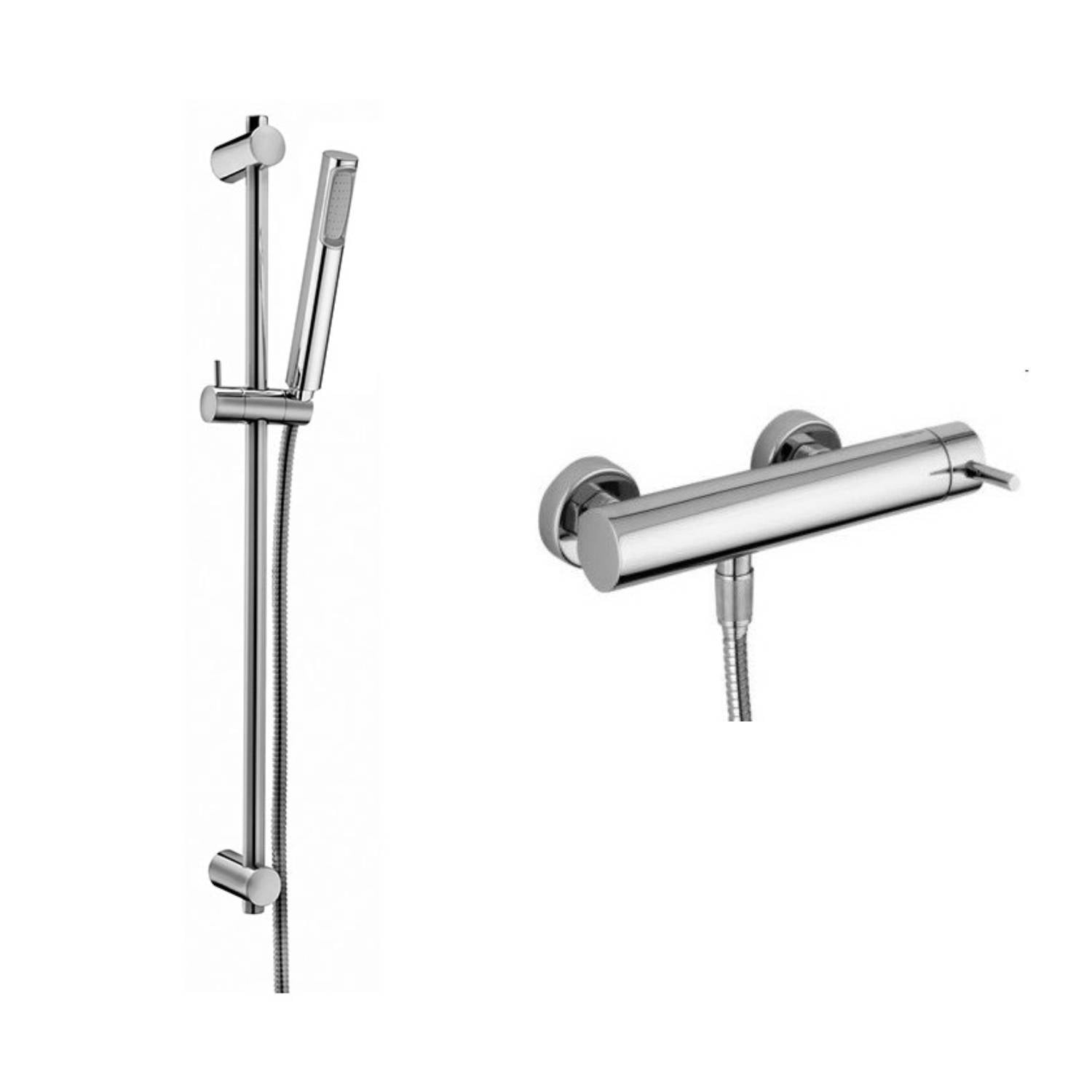 Set saliscendi con doccia tonda minimale e miscelatore doccia esterno Stick cromo Paffoni by CeramicStore | Lo specialista del tuo bagno