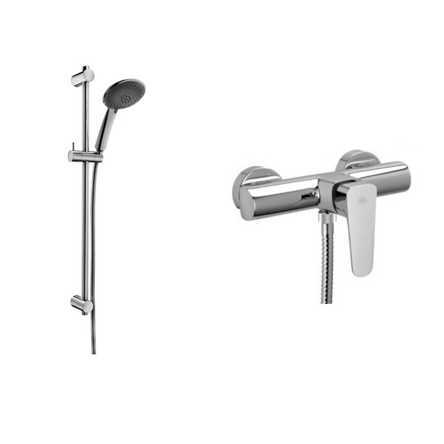 Set saliscendi con asta flessibile in pvc argento e miscelatore doccia esterno Monocomando Cromo Paffoni by CeramicStore | Lo specialista del tuo bagno