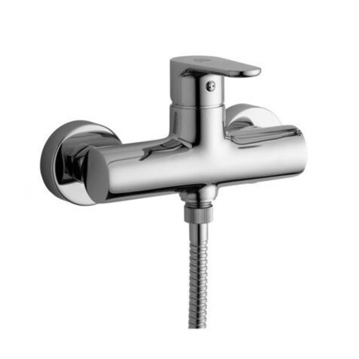  Set saliscendi con asta e flessibile in pvc argento Prestige e miscelatore doccia esterno Green cromo Paffoni by CeramicStore | Lo specialista del tuo bagno