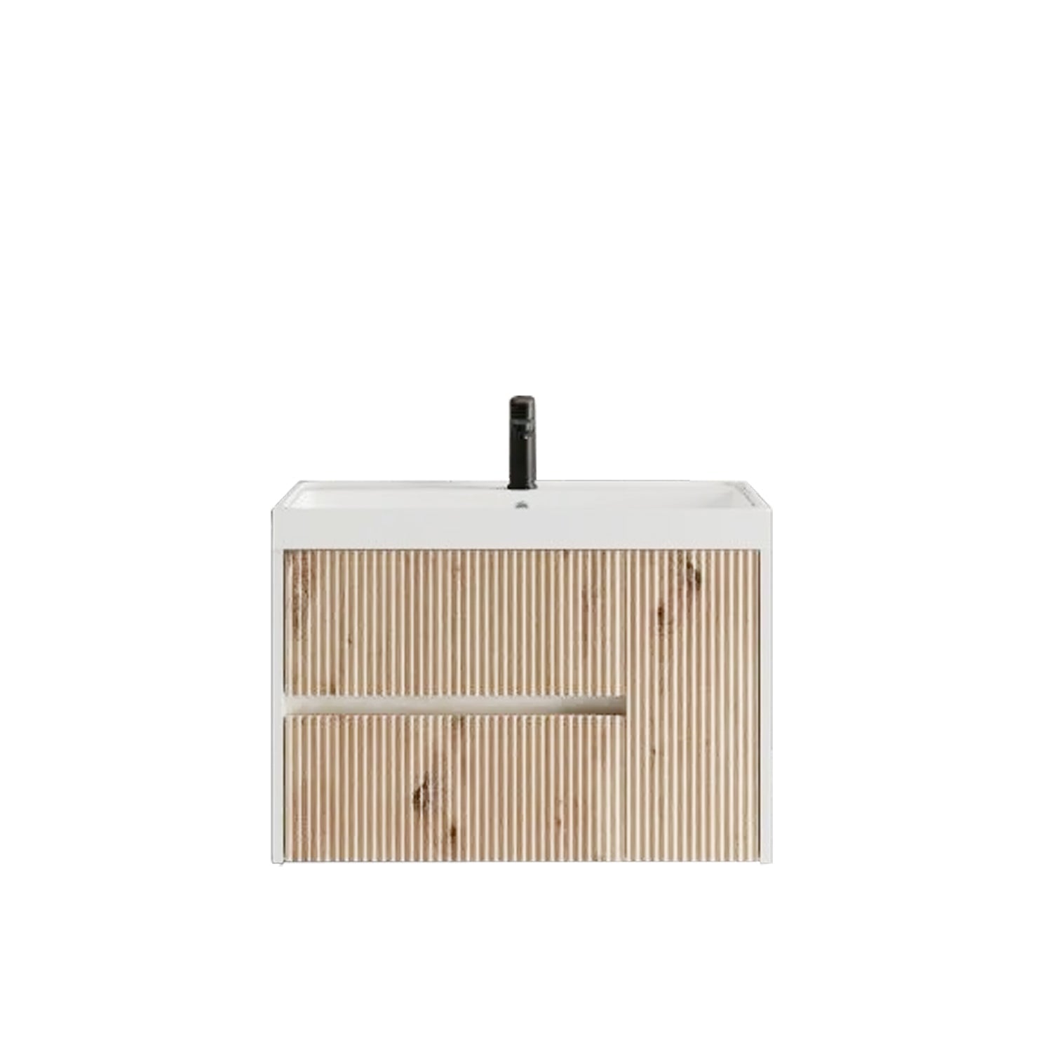  Mobile bagno cannettato ad installazione sospesa con lavabo cm 80 colore rovere oro - Cubi&Co Collezione Pure by CeramicStore | Lo specialista del tuo bagno