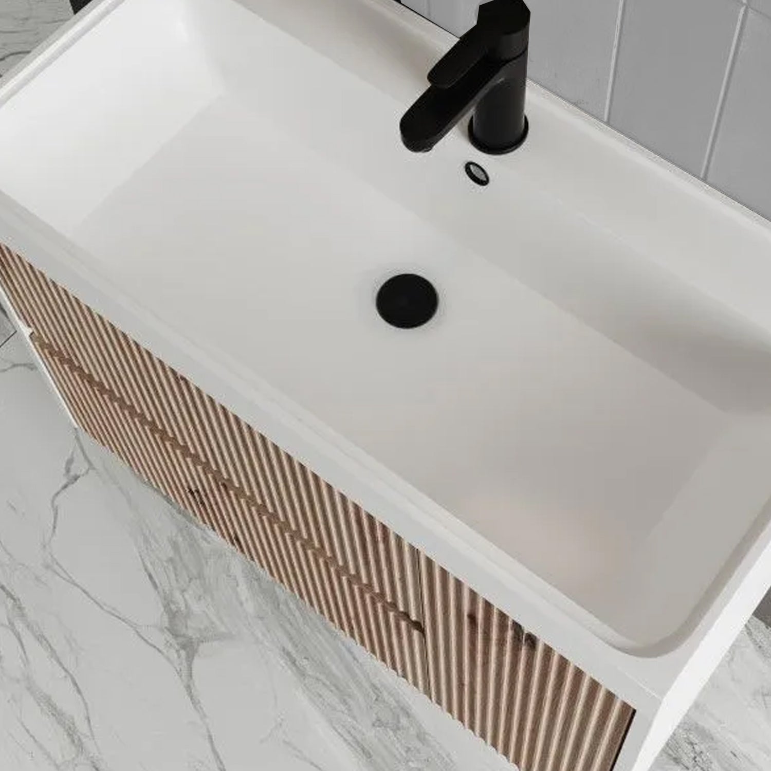  Mobile bagno cannettato ad installazione sospesa con lavabo cm 100 colore rovere oro - Cubi&Co Collezione Pure by CeramicStore | Lo specialista del tuo bagno