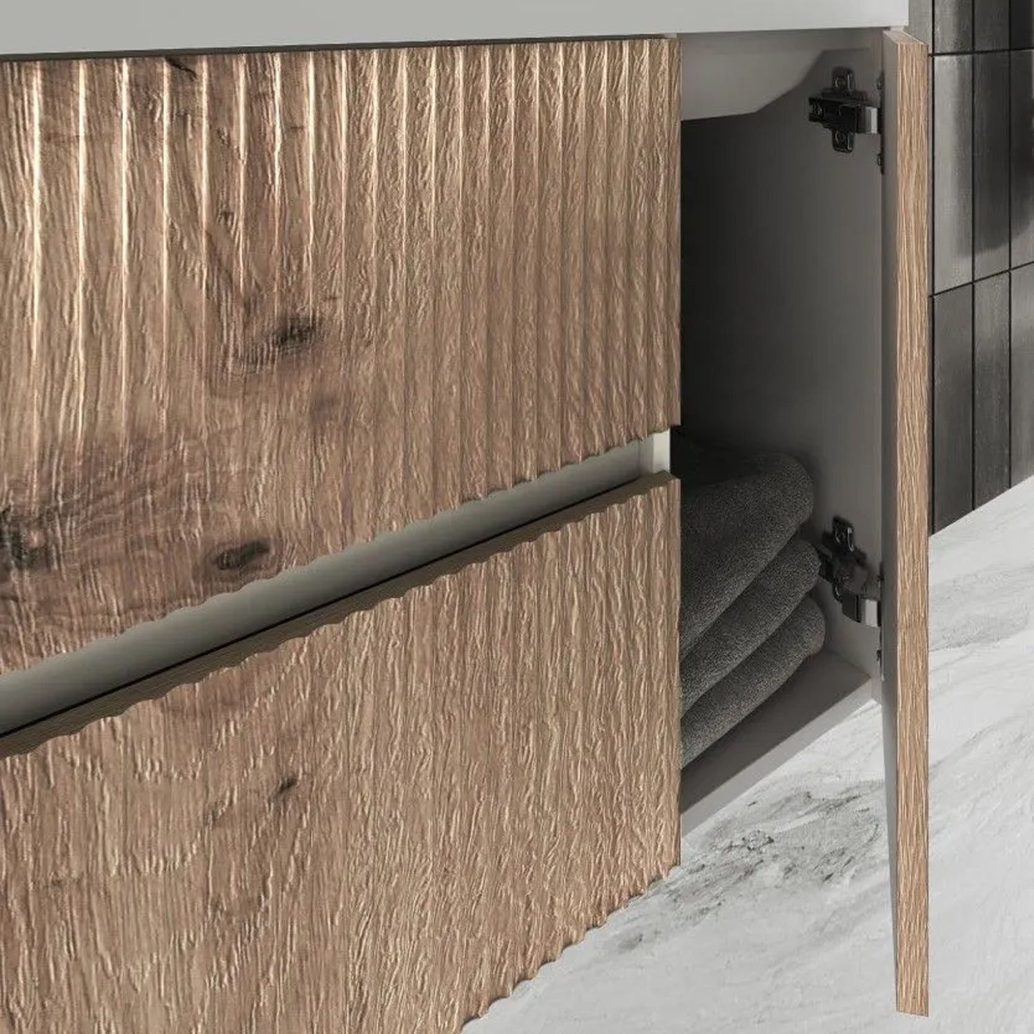  Mobile bagno cannettato ad installazione sospesa con lavabo cm 100 colore rovere oro - Cubi&Co Collezione Pure by CeramicStore | Lo specialista del tuo bagno