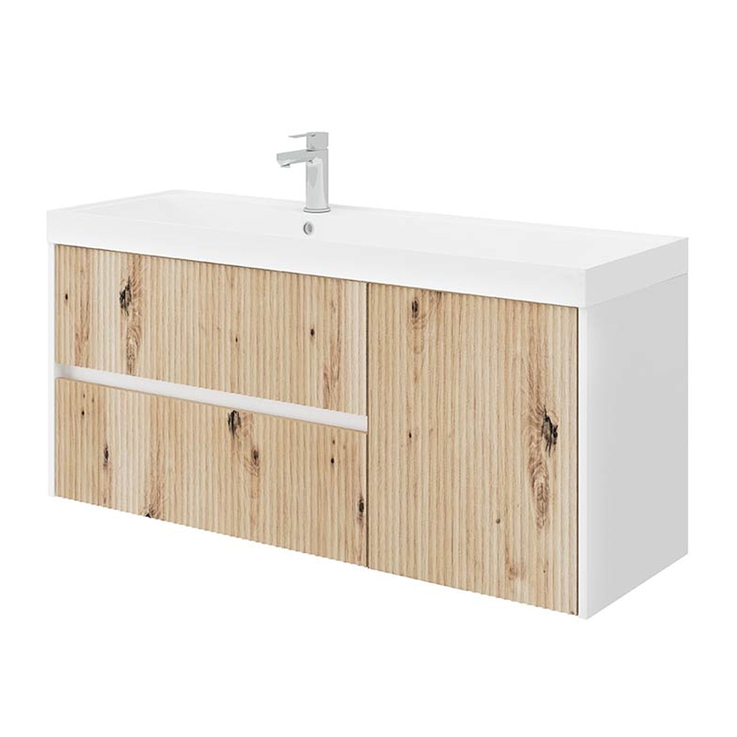  Mobile bagno cannettato ad installazione sospesa con lavabo cm 120 colore rovere oro - Cubi&Co Collezione Pure by CeramicStore | Lo specialista del tuo bagno