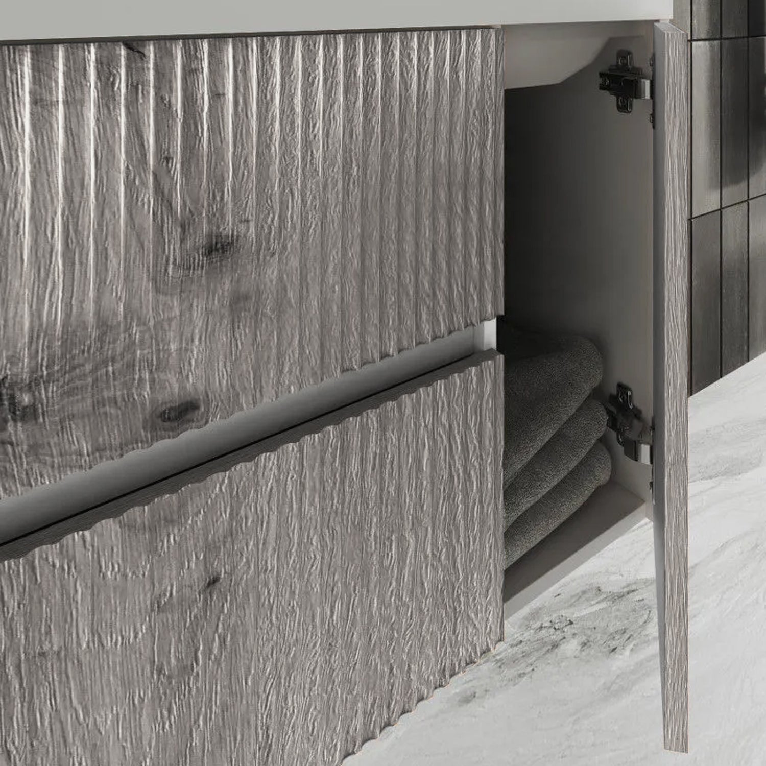  Mobile bagno cannettato ad installazione sospesa con lavabo cm 80 colore grigio antico - Cubi&Co Collezione Pure by CeramicStore | Lo specialista del tuo bagno