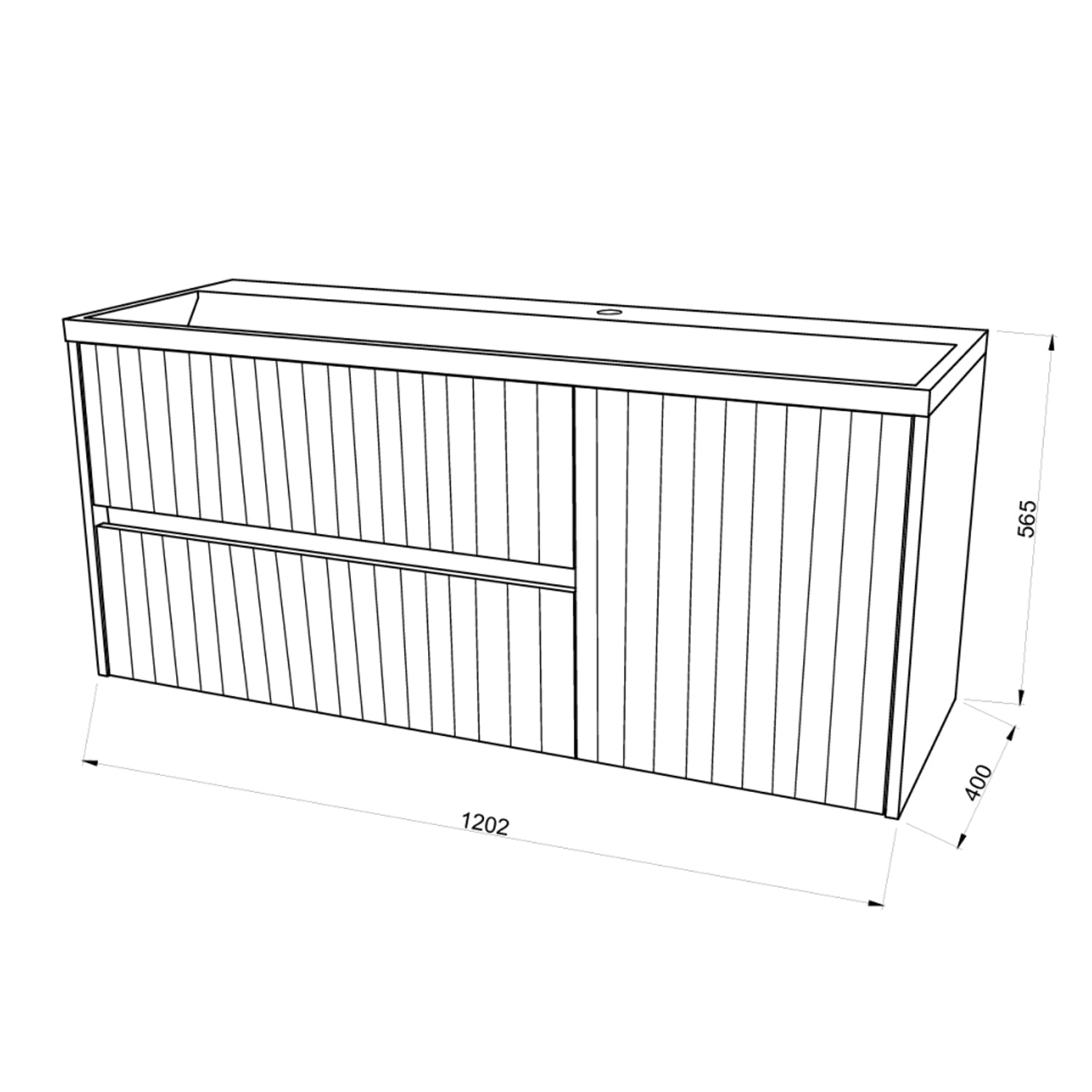  Mobile bagno cannettato ad installazione sospesa con lavabo cm 120 colore grigio antico - Cubi&Co Collezione Pure by CeramicStore | Lo specialista del tuo bagno