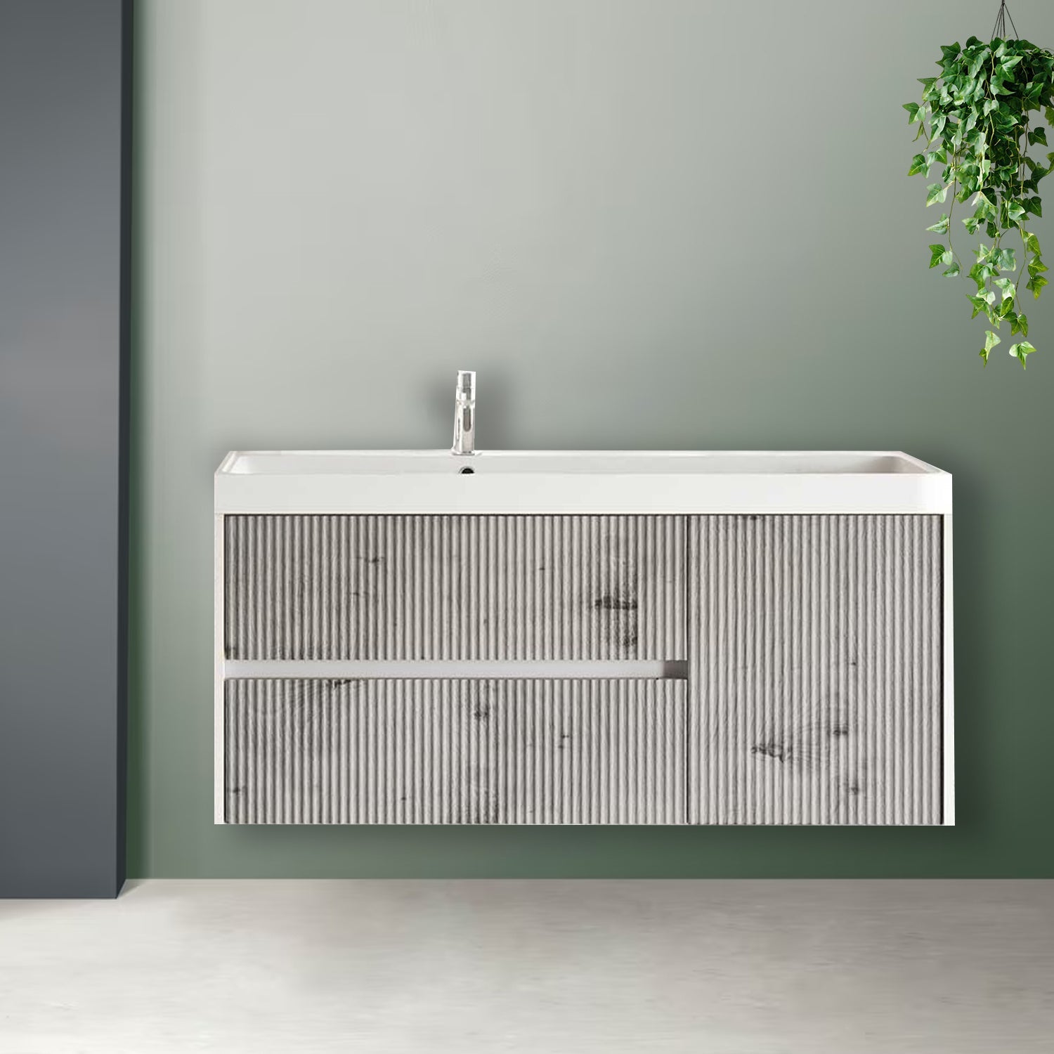 Mobile bagno cannettato ad installazione sospesa con lavabo cm 120 colore grigio antico - Cubi&Co Collezione Pure by CeramicStore | Lo specialista del tuo bagno