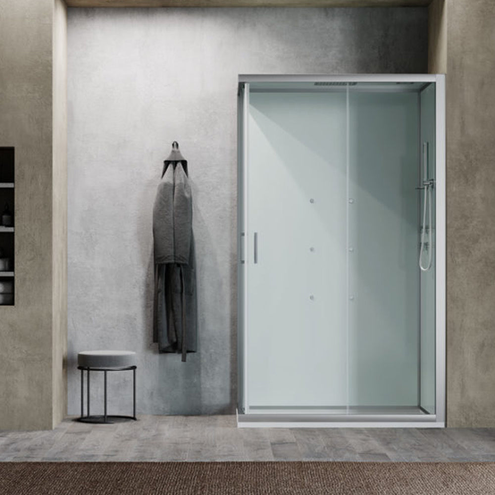  Cabina doccia multifunzione Ercole Plus cm 120x80 con idrogetti dorsali Bluetooth e Cromoterapia- Versione Destra by CeramicStore | Lo specialista del tuo bagno