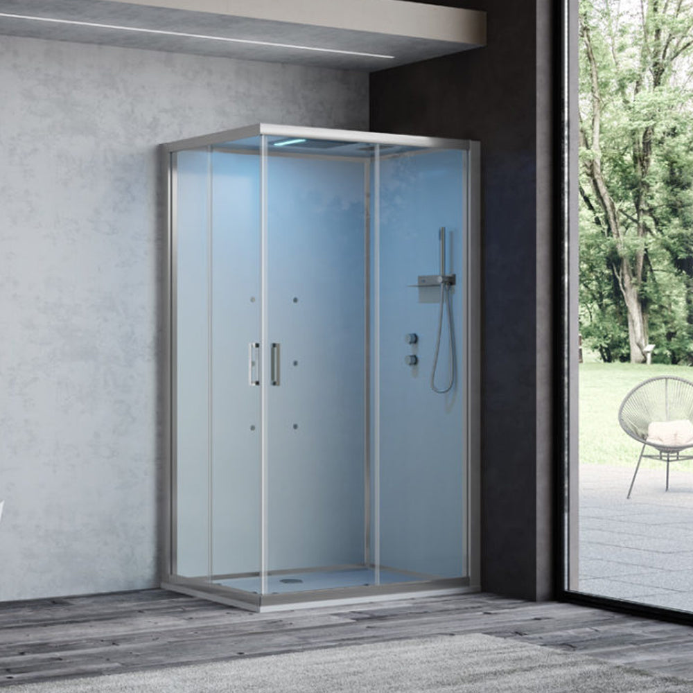 Cabina doccia multifunzione Ercole Plus cm 120x80 con idrogetti dorsali Bluetooth e Cromoterapia- Versione Destra by CeramicStore | Lo specialista del tuo bagno