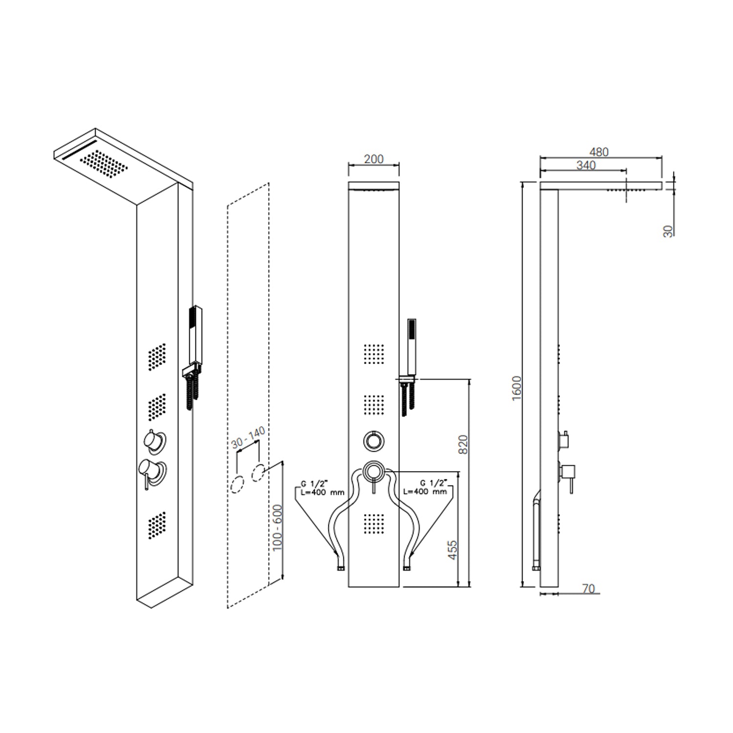 Parete attrezzata multifunzione DocciaGo modello Island - Bianco 2