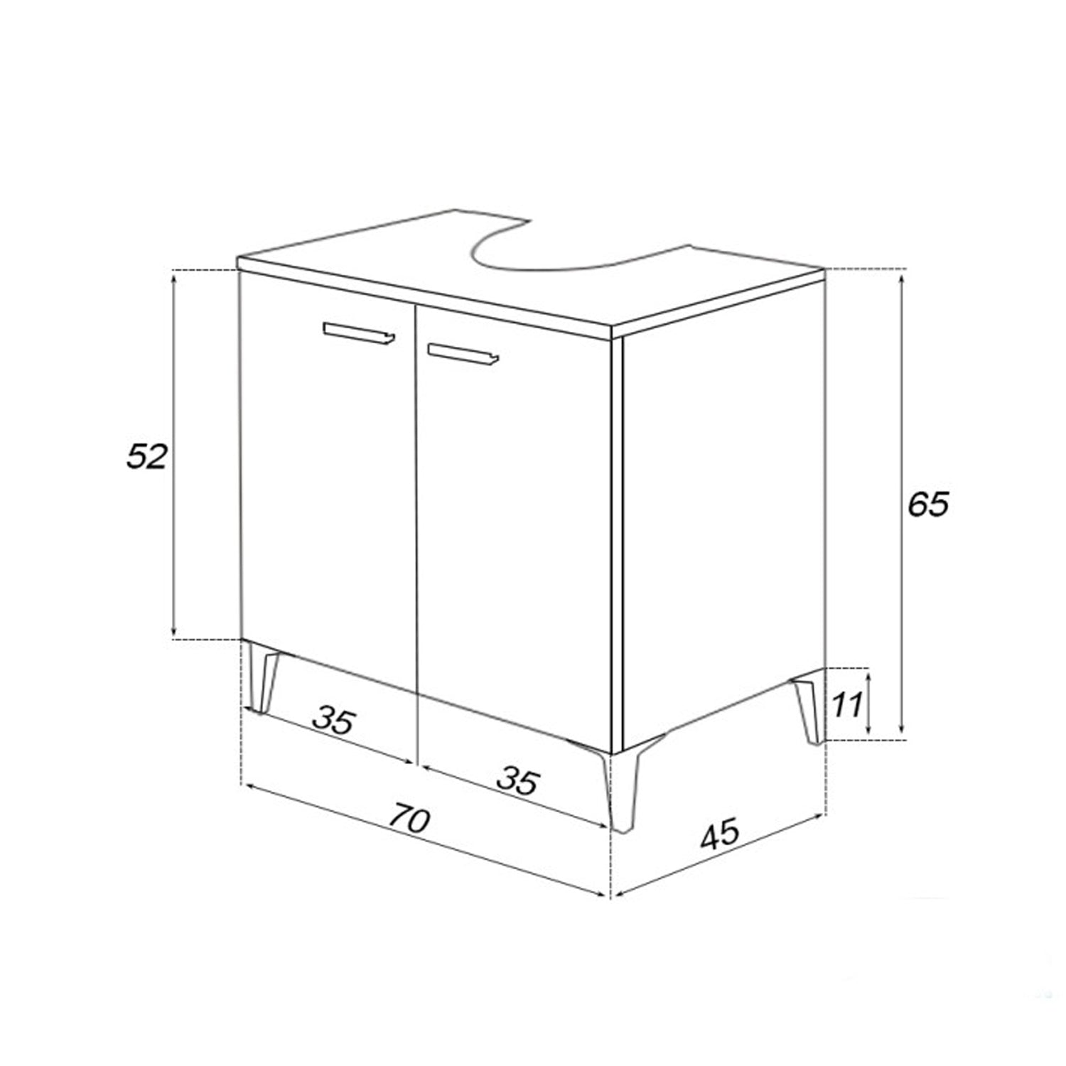 Mobile sottolavabo Cubi&Co serie Star 70 cm in nobilitato melaminico - Bianco lucido 2