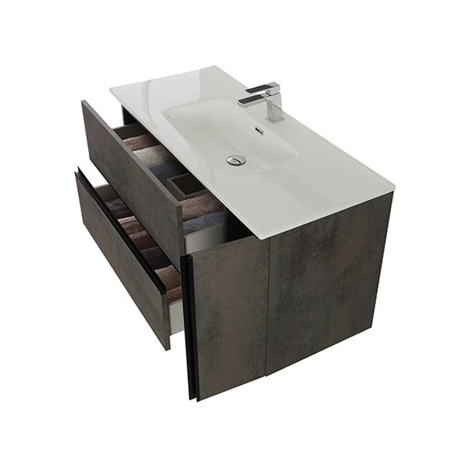 Composizione bagno sospesa Cubi&Co Ossidiana 92 cm con lavabo e specchio - Ossido Grigio 3