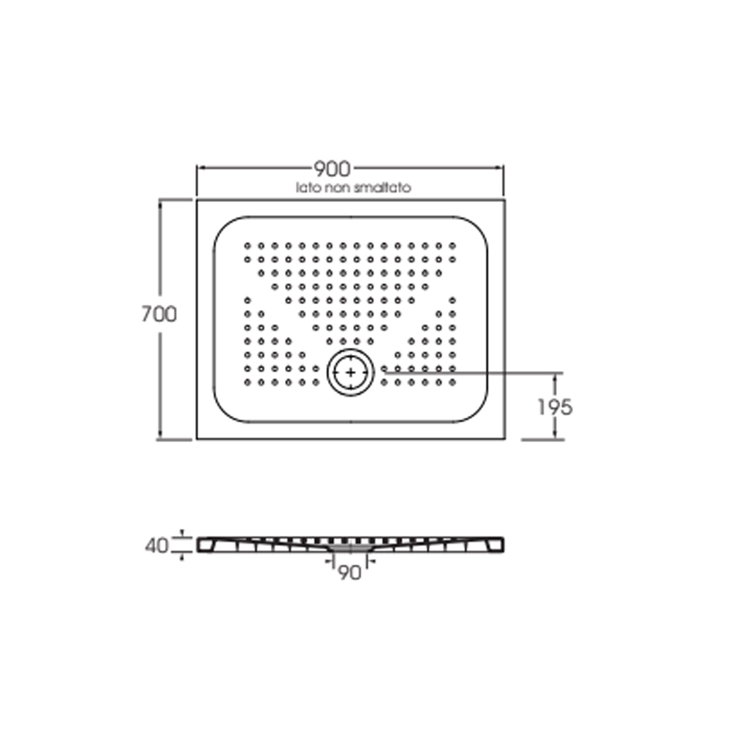  Piatto doccia rettangolare in ceramica modello Punto 70x90 cm - Bianco lucido by CeramicStore | Lo specialista del tuo bagno