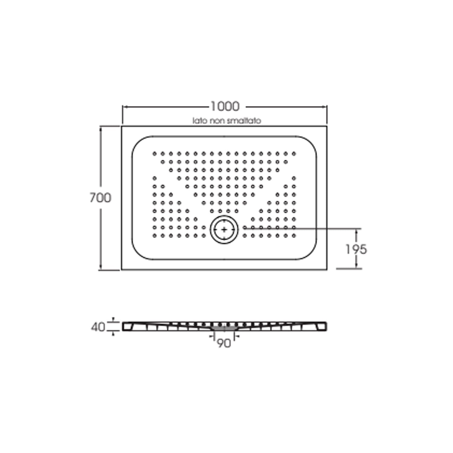  Piatto doccia rettangolare in ceramica modello Punto 70x100 cm - Bianco lucido