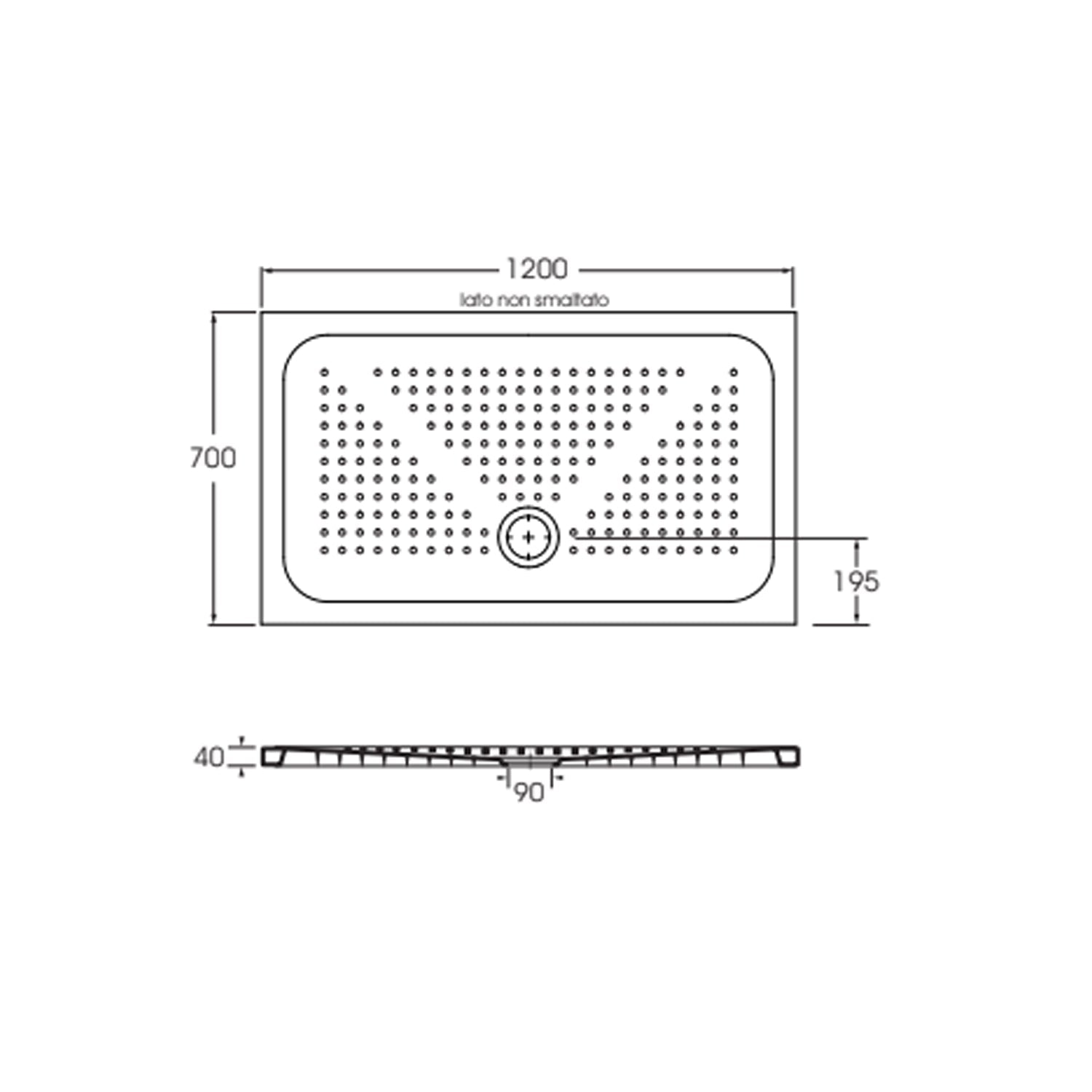  Piatto doccia rettangolare in ceramica modello Punto 70x120 cm - Bianco lucido by CeramicStore | Lo specialista del tuo bagno